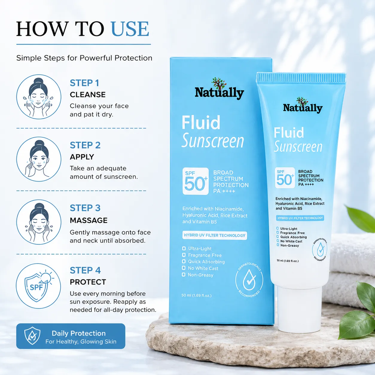 Fluid Sunscreen SPF 50+ PA++++ for Daily Sun Protection - Image 4