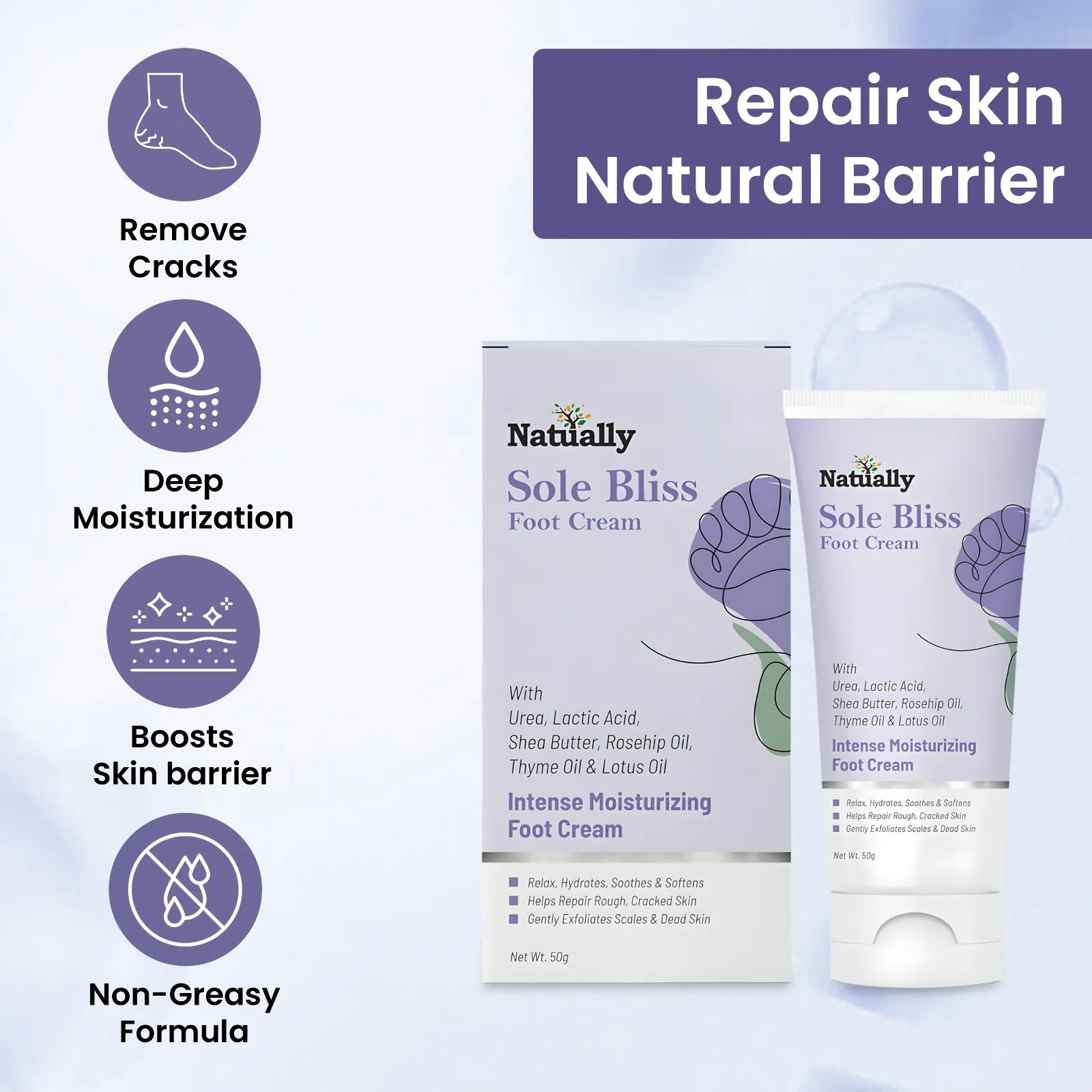Natually Sole Bliss Foot Cream- Intense Moisturizing Foot Cream - Image 2