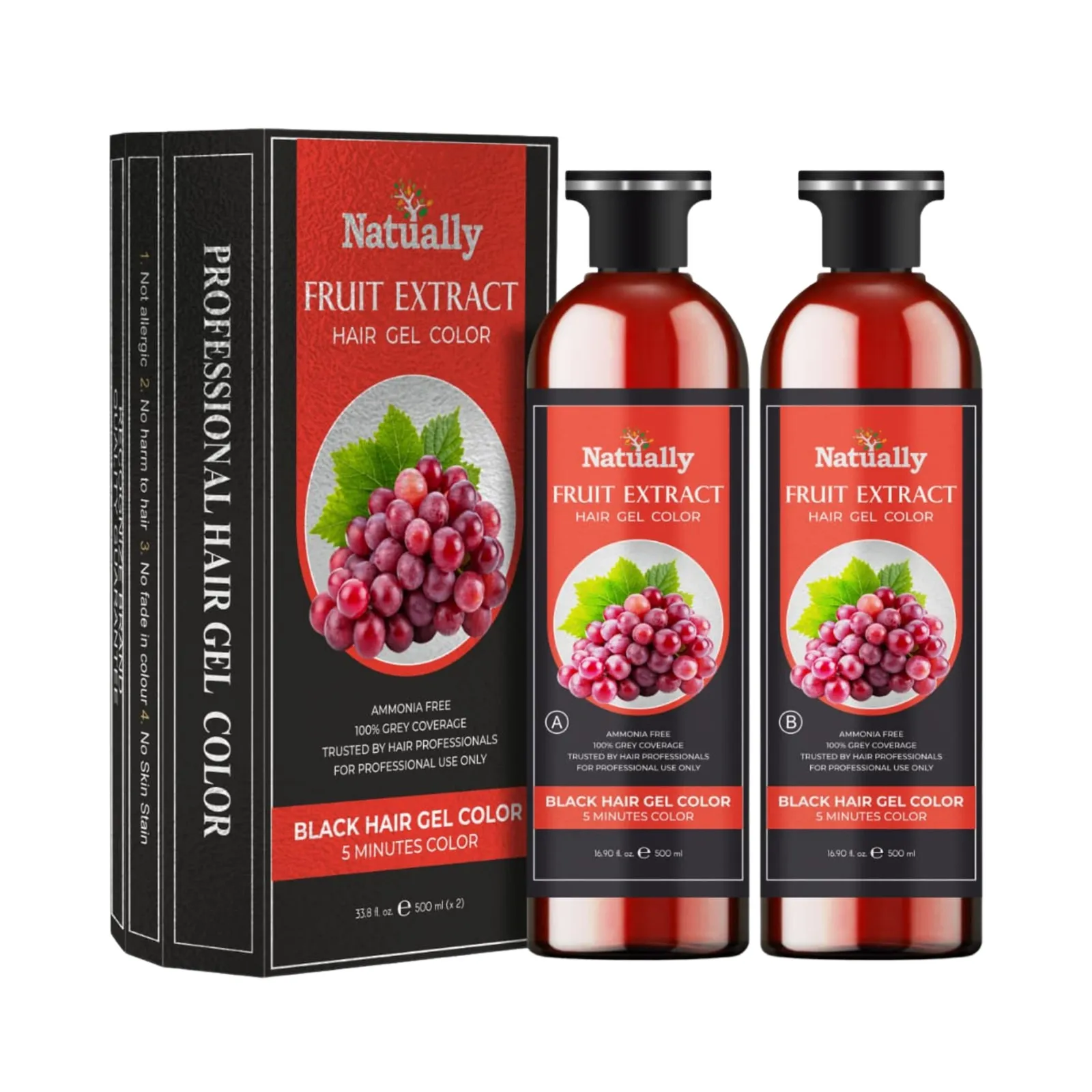 Fruit Vinegar Black Hair Color Gel – Wine | Natually (500ml*2) - Image 5
