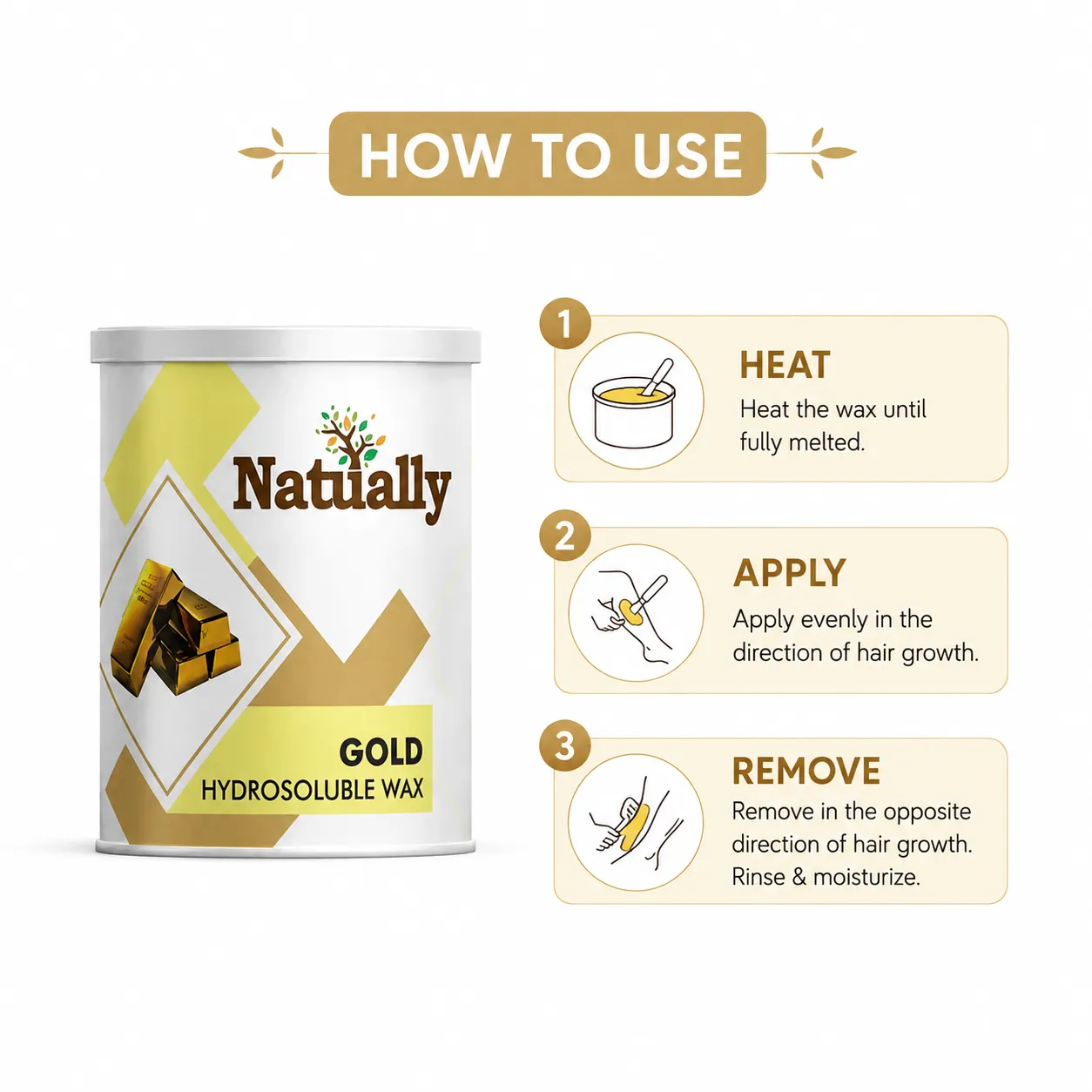 Natually Hydrosoluble  Gold Hair Removal  Wax | 800g - Image 4