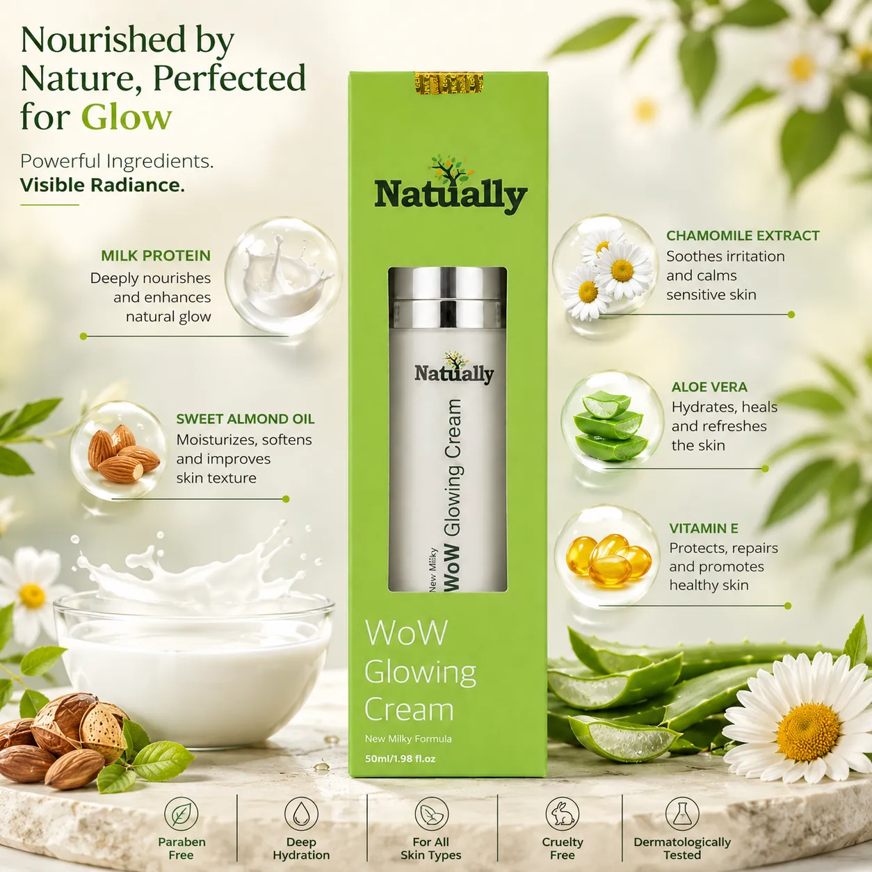 Natually WoW Glowing Cream – New Milky Formula (50ml) - Image 6