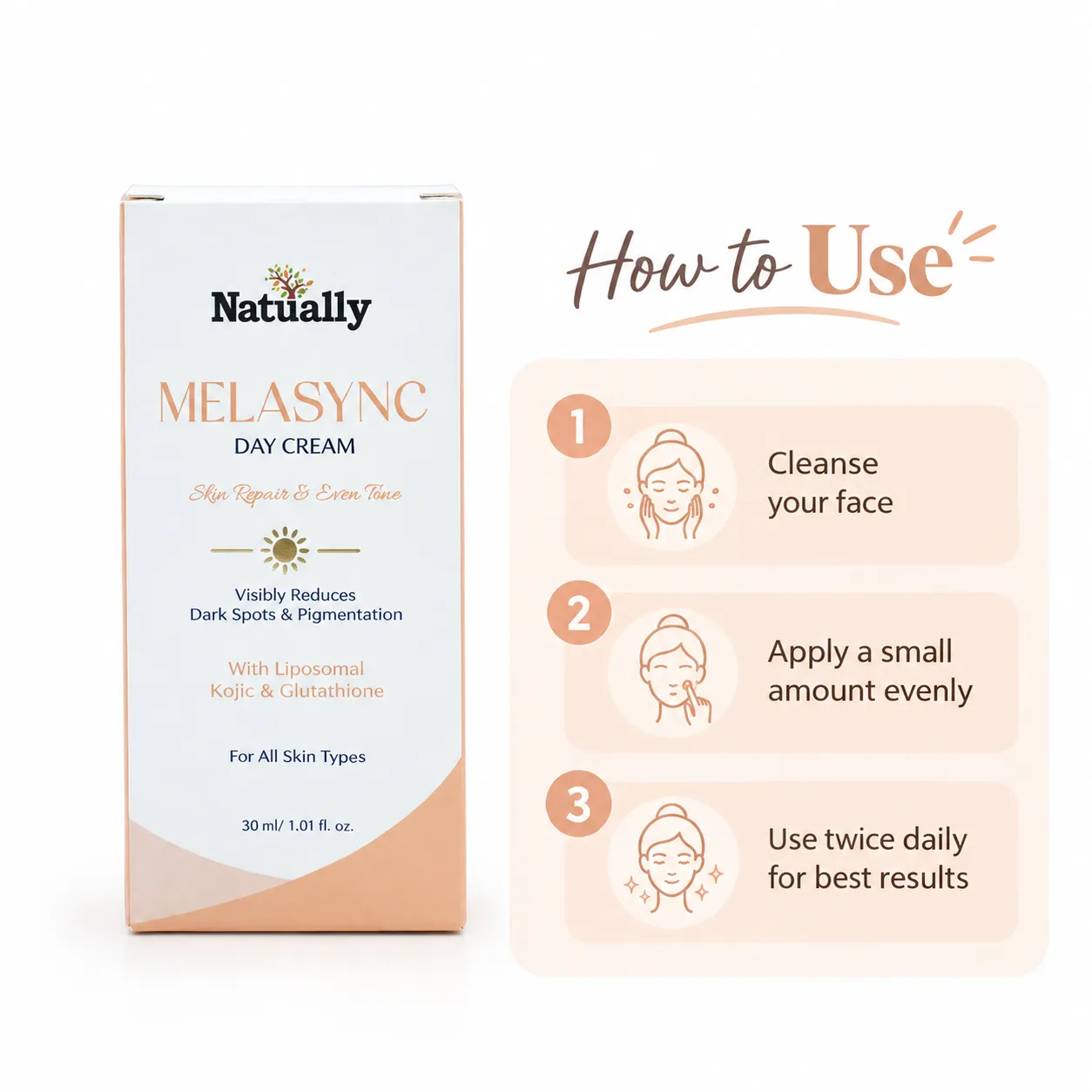 Melasync Day Cream with Liposomal Kojic Acid & Glutathione – 30ml - Image 4
