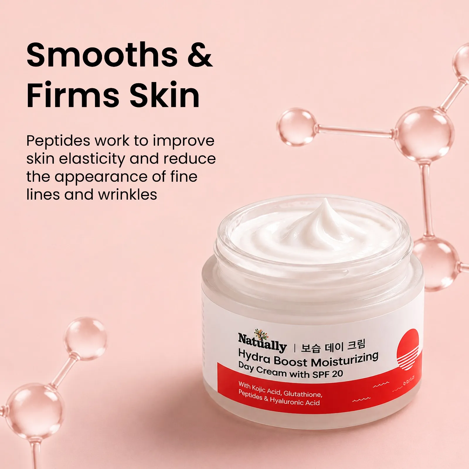Natually Hydra Boost Moisturizer Day Cream with SPF 20 – With Hyaluronic Acid, Ceramides, Collagen & Avocado Oil - Image 3