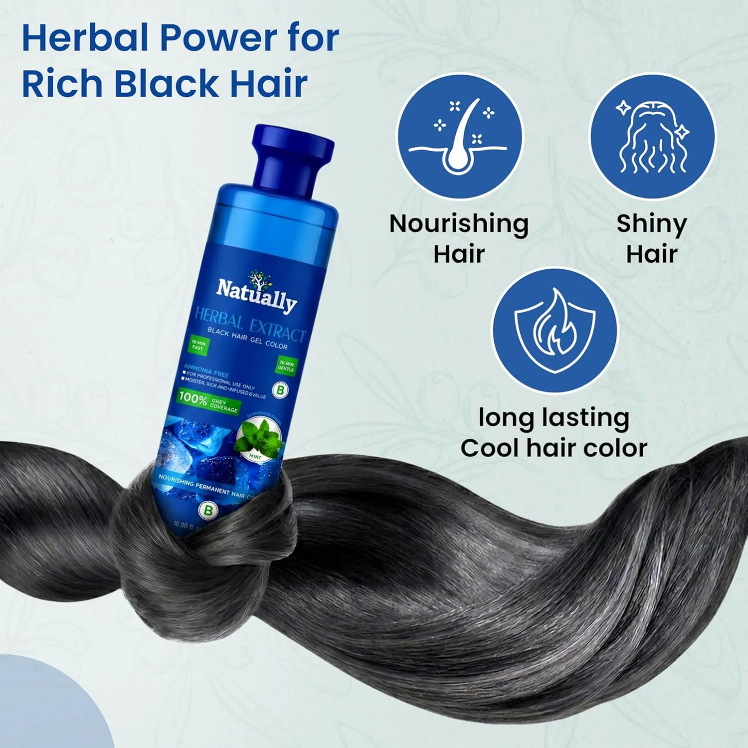 Natually Mint  Herbal Extract Black Hair Gel Color | Natural Black |500ml*2 - Image 2