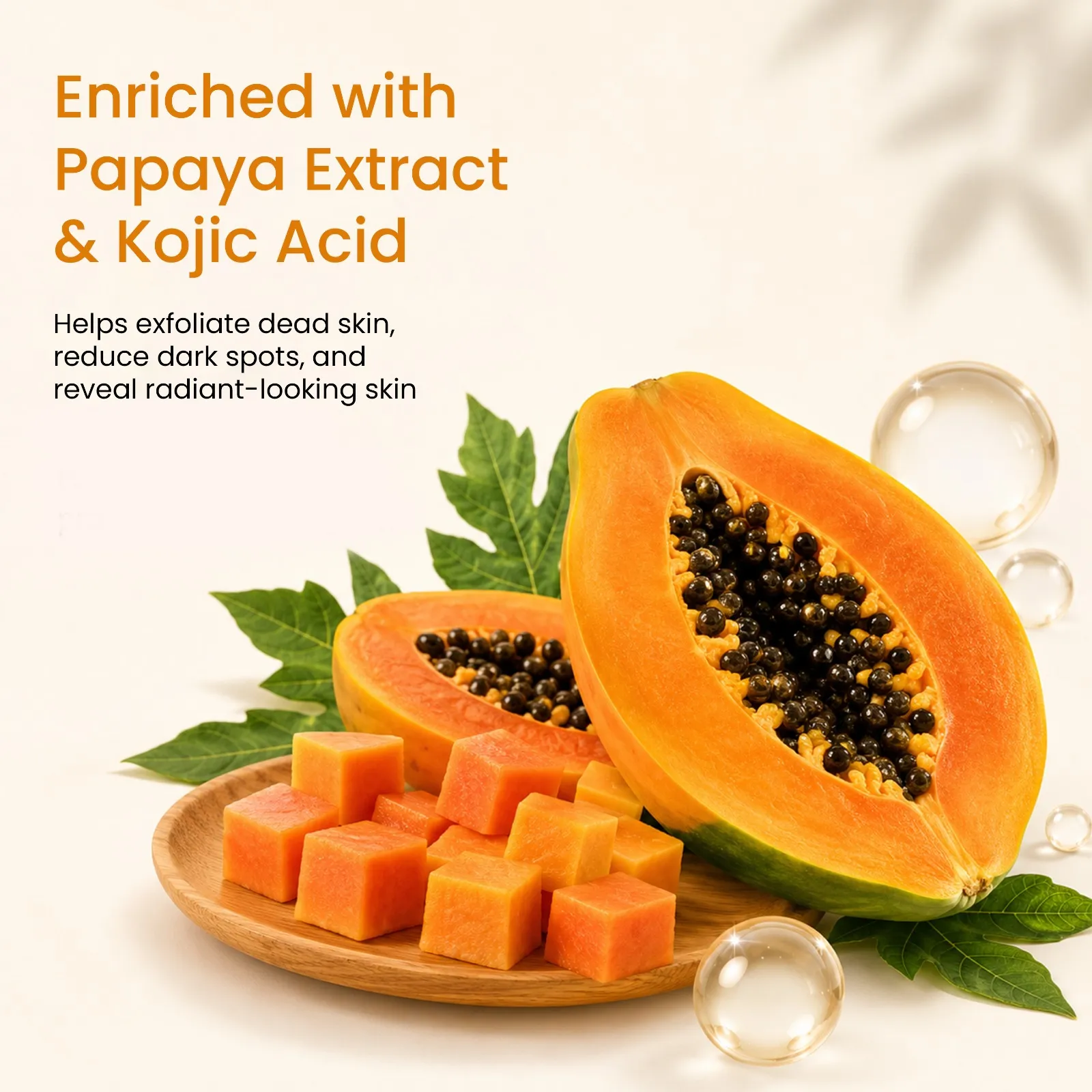 NATUALLY Exfoliating Bathing Bar with Papaya Extract and Kojic Acid - 125g - Image 2