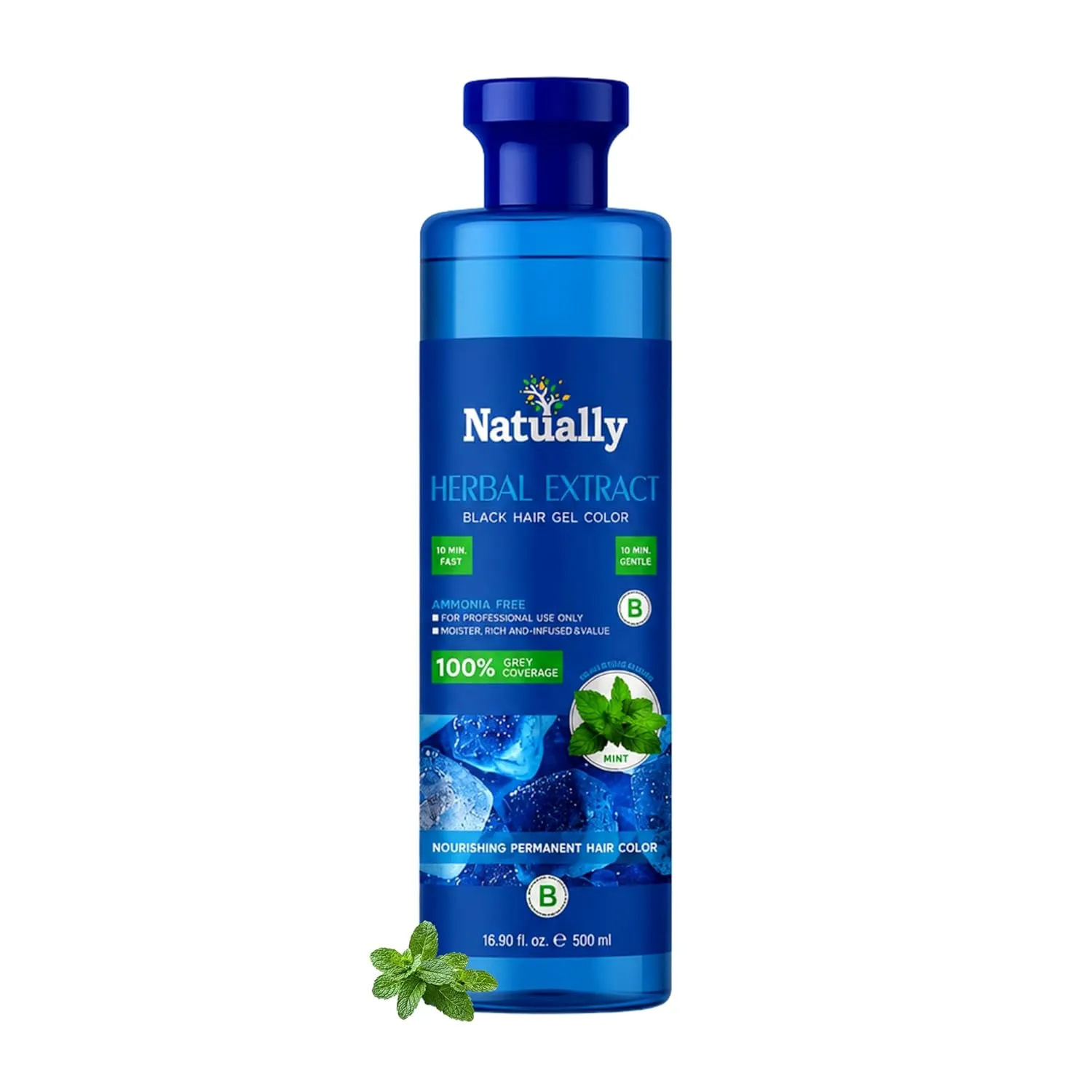 Natually Mint  Herbal Extract Black Hair Gel Color | Natural Black |500ml*2 - Image 5