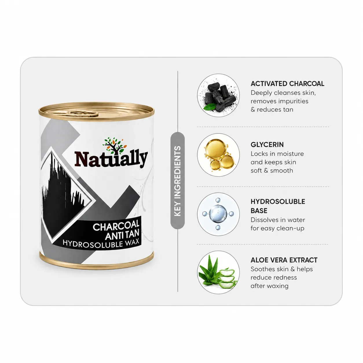 Natually Charcoal Anti Tan Wax - Image 3