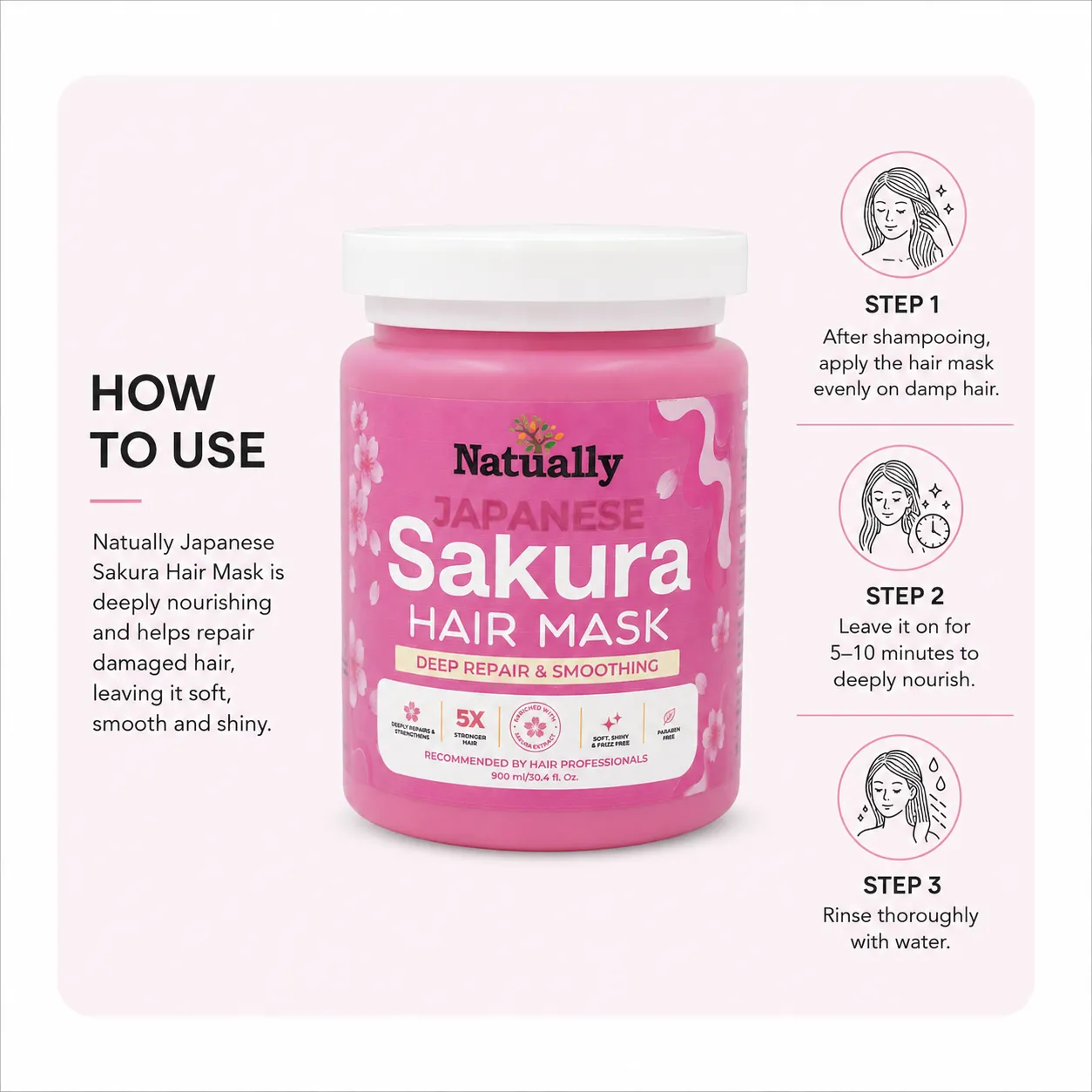 Japanese Sakura Hair Mask – Deep Repair & Smoothing - Image 4