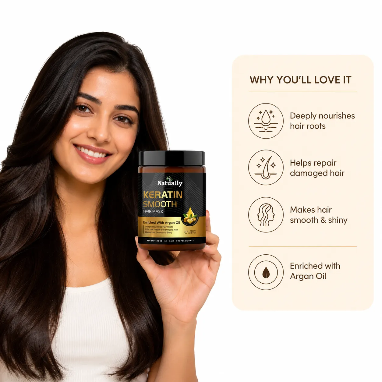 Natually Keratin Smooth Hair Mask – Deep Nourishing Hair Treatment - Image 5
