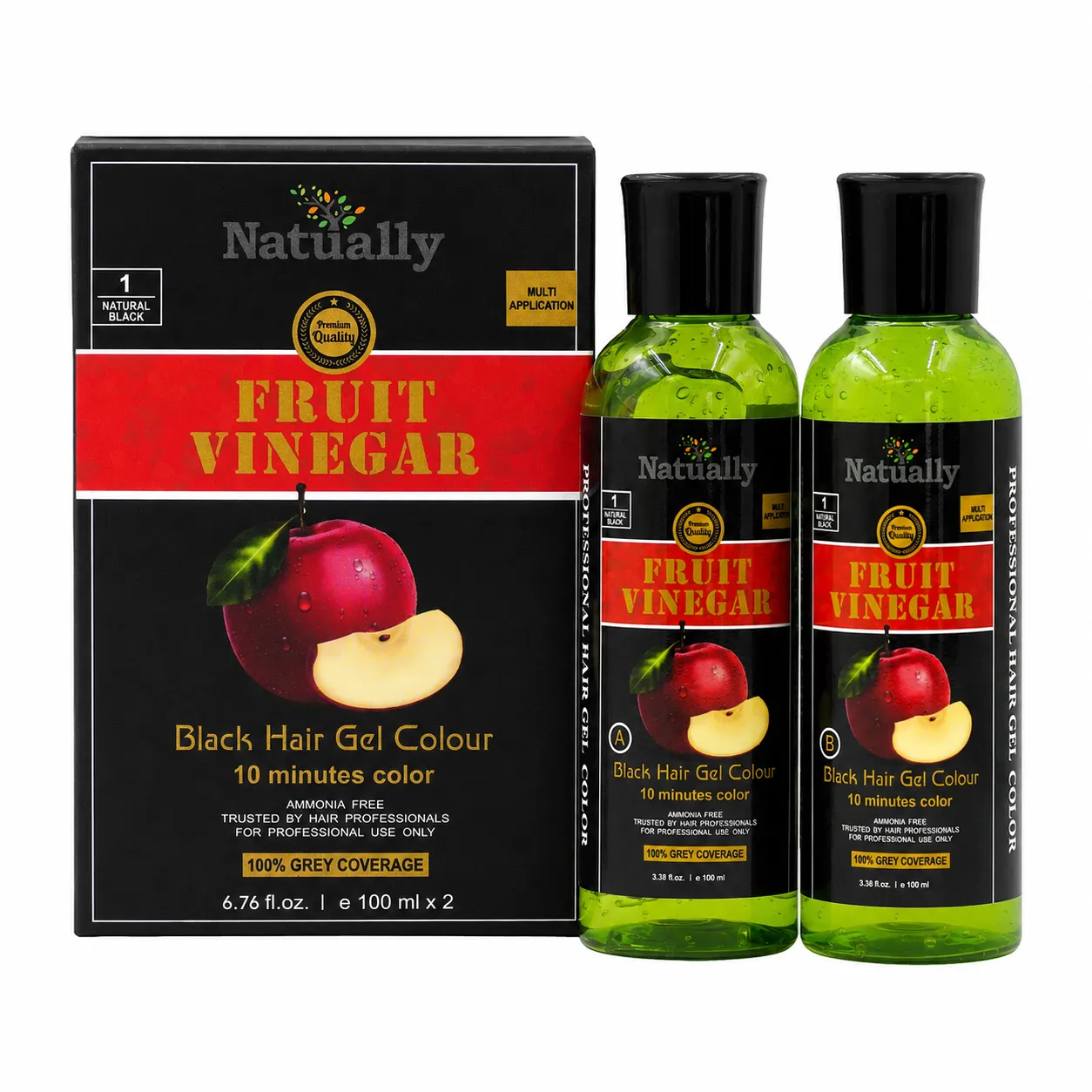 Natually Fruit Vinegar Black Hair Gel Colour – Natural Black (100 ml x 2) - Image 2