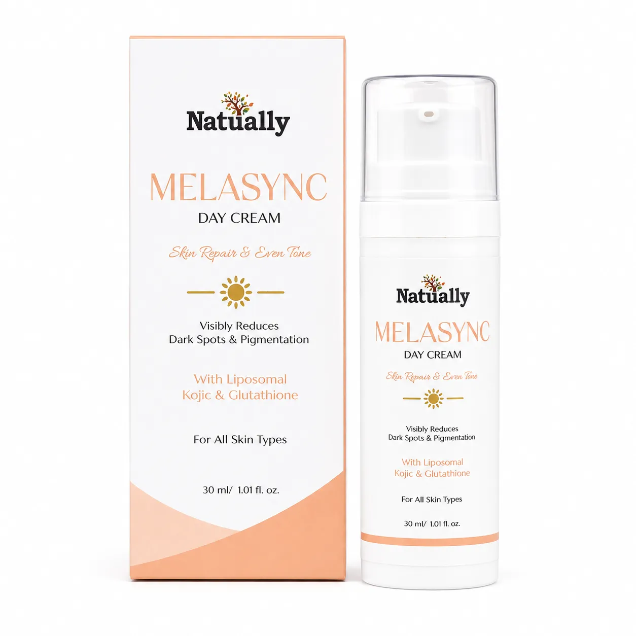 Melasync Day Cream with Liposomal Kojic Acid & Glutathione – 30ml