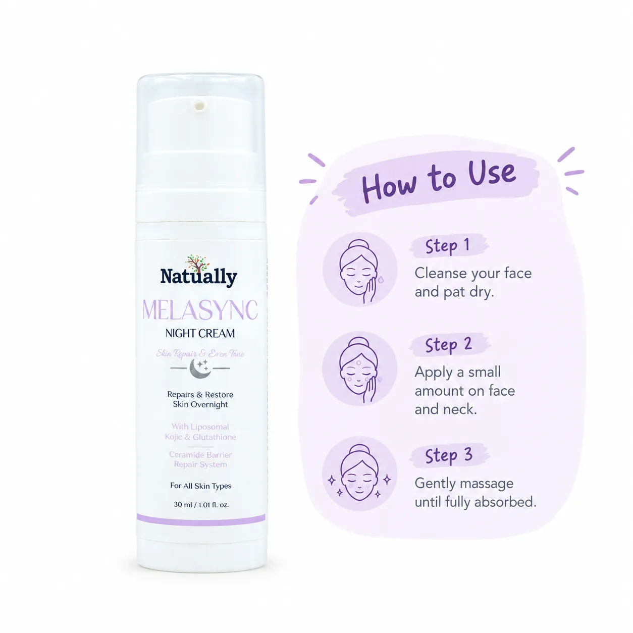 MelaSync Night Cream for Overnight Skin Repair & Restoration – 30g - Image 4