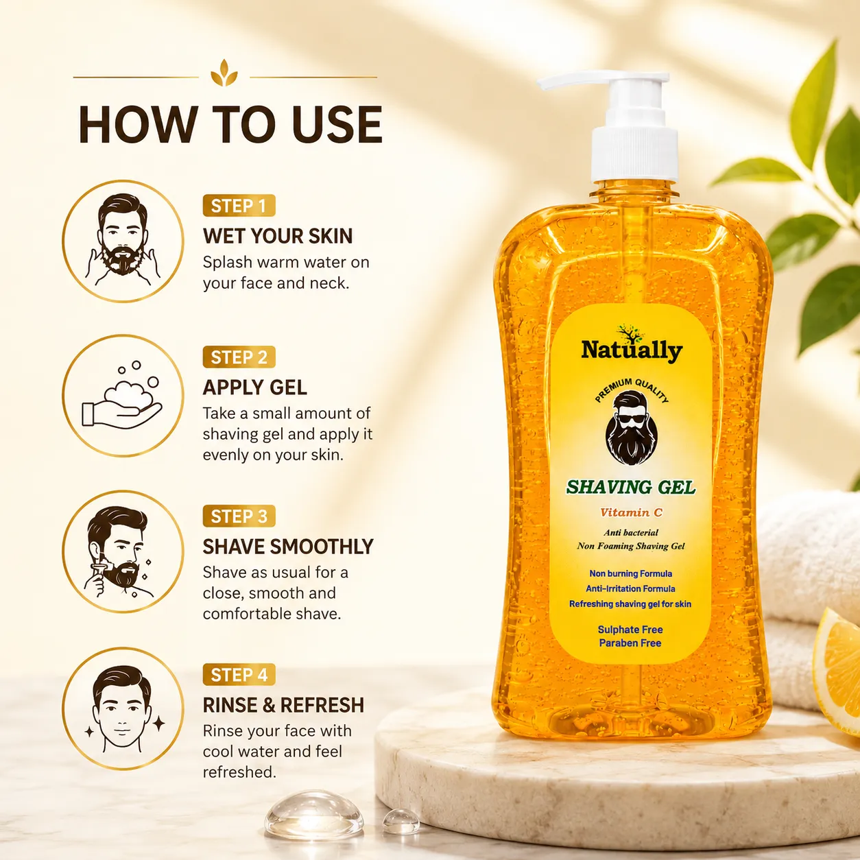 Natually Premium Quality Vitamin C Shaving Gel - Image 2