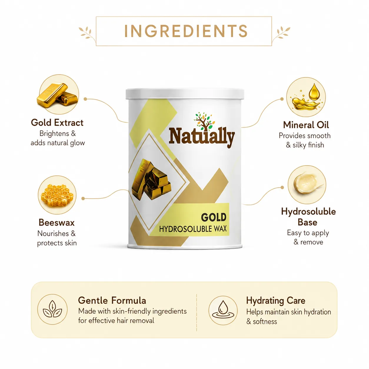 Natually Hydrosoluble  Gold Hair Removal  Wax | 800g - Image 3