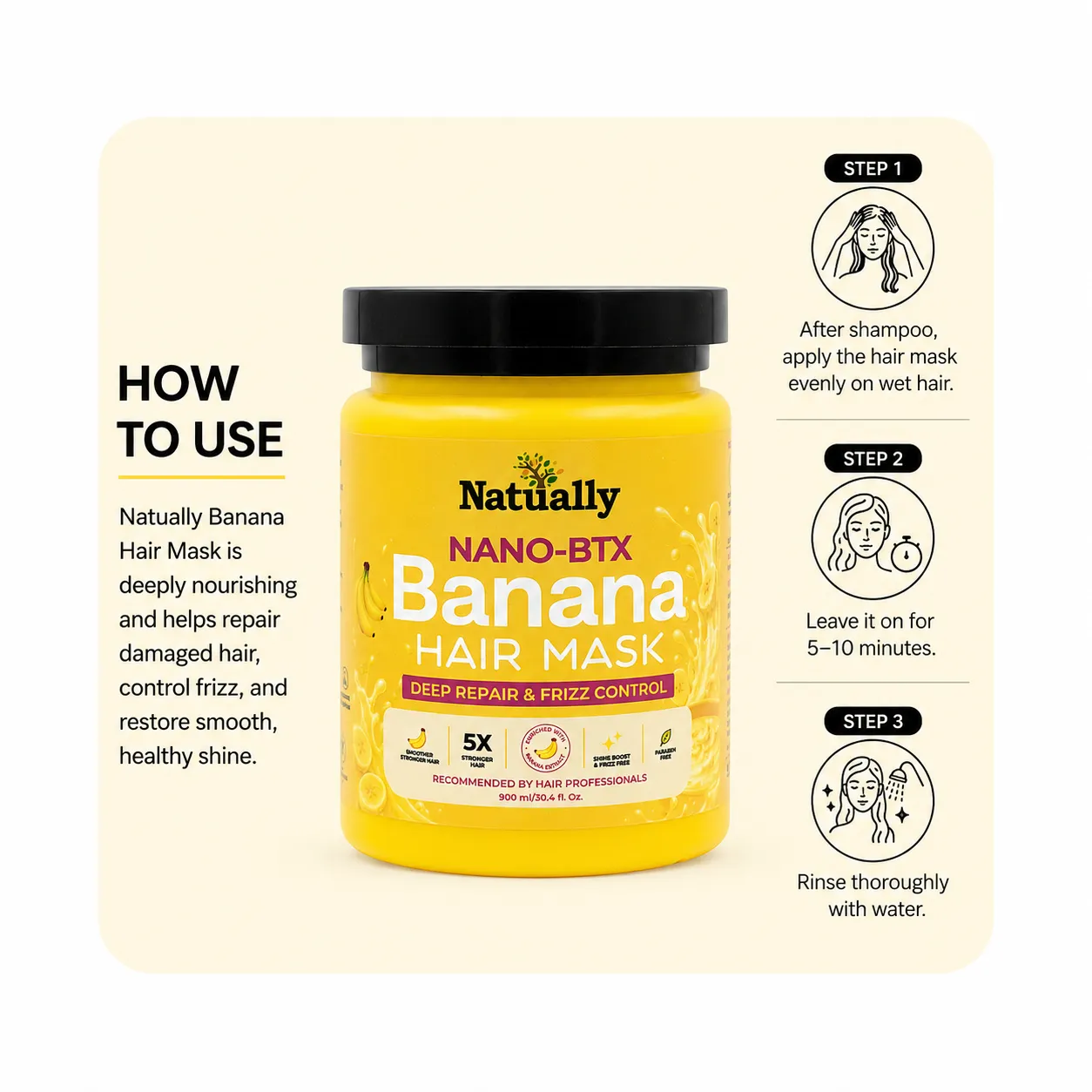 Nano-BTX Banana Hair Mask – Deep Repair & Frizz Control - Image 4