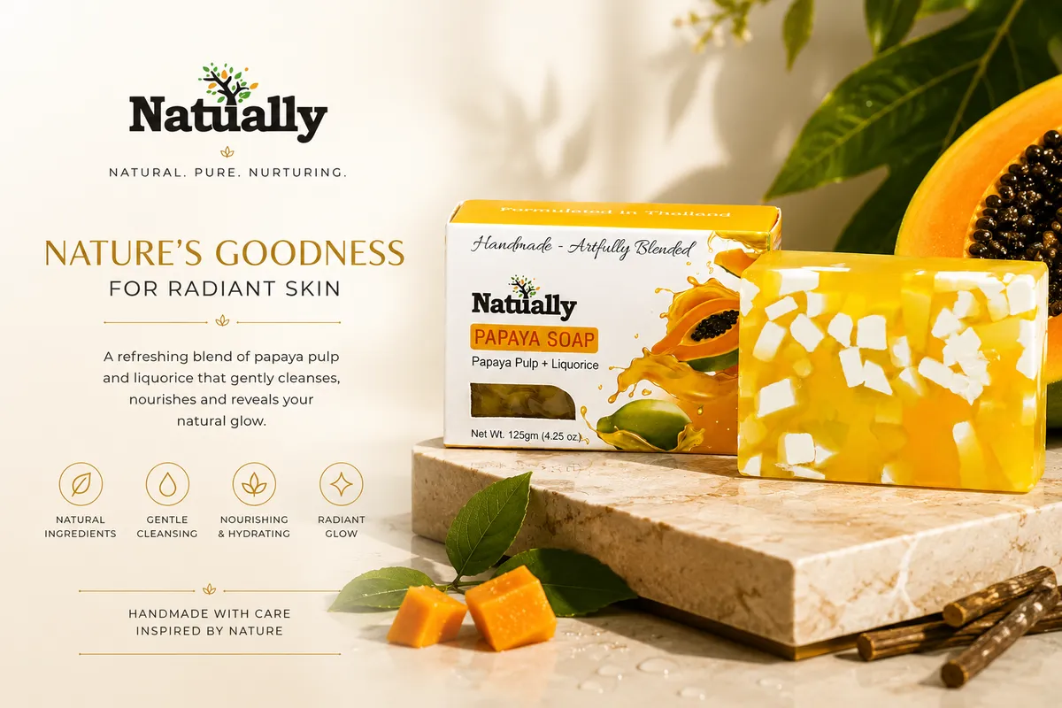 Glowing Skin Papaya Soap – Handmade with Papaya Pulp & Liquorice - Image 6