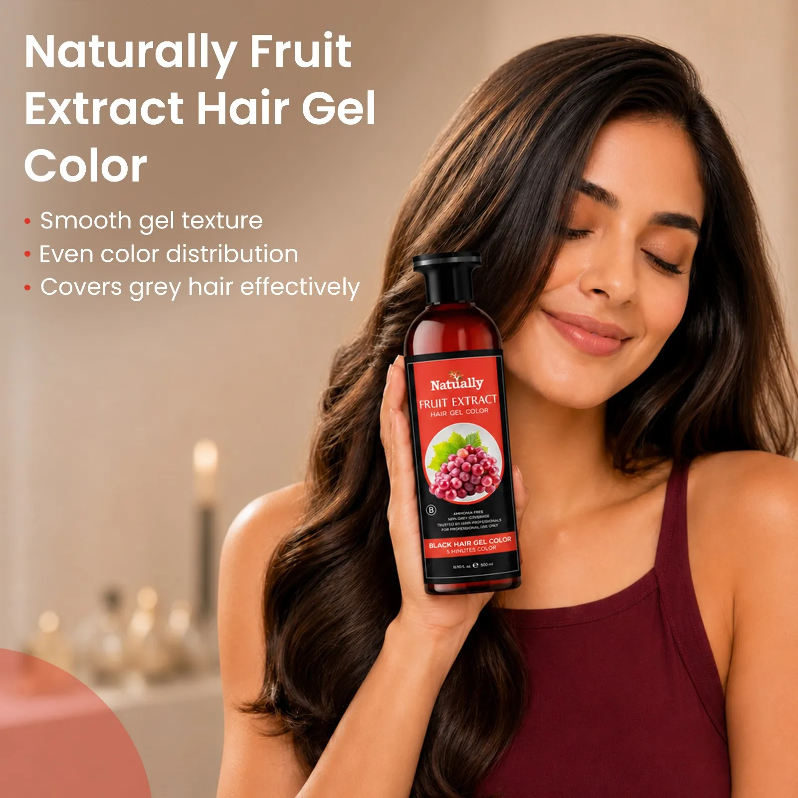 Fruit Vinegar Black Hair Color Gel – Wine | Natually (500ml*2) - Image 3