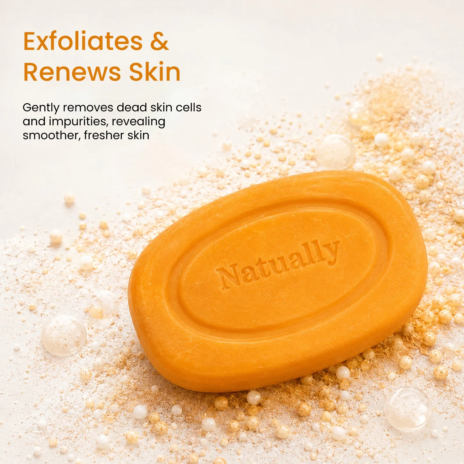 NATUALLY Exfoliating Bathing Bar with Papaya Extract and Kojic Acid - 125g - Image 4