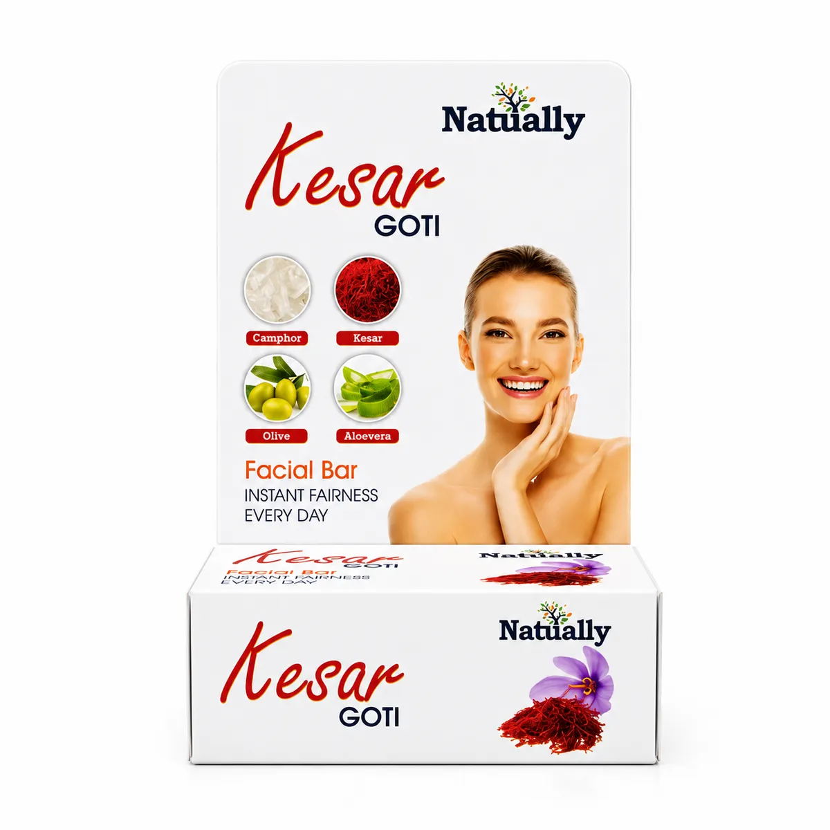 Natually Kesar GOTI Facial Bar – Instant Fairness Everyday Soap (25g)