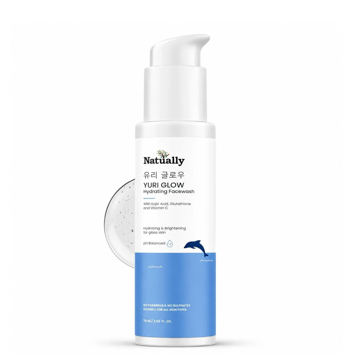 Natually YuriGlow Hydrating Facewash & kojic acid ,Glutathione and VitC &PH balanced & 100ml