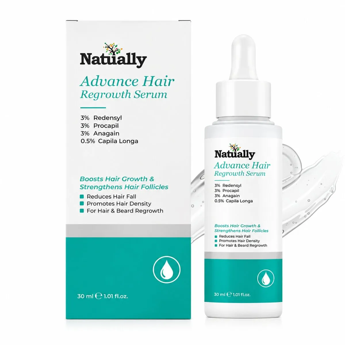 Natually Advance Hair Regrowth Serum - Boost Hair Growth & Reduce HairFall & 30ml