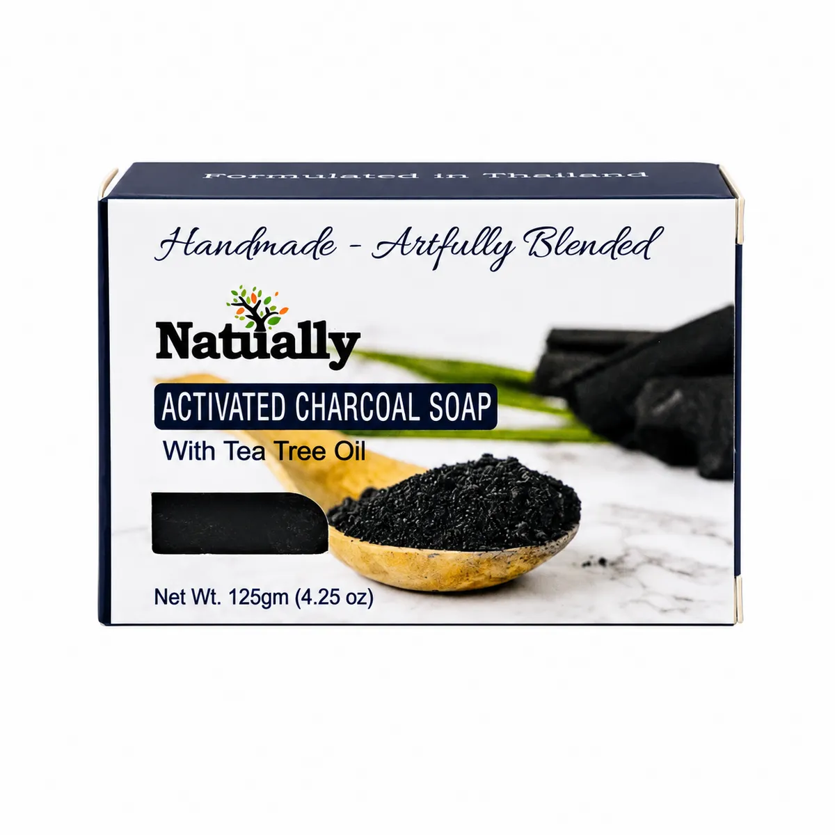 Natually Activated Charcoal Soap with Tea Tree Oil – 125g