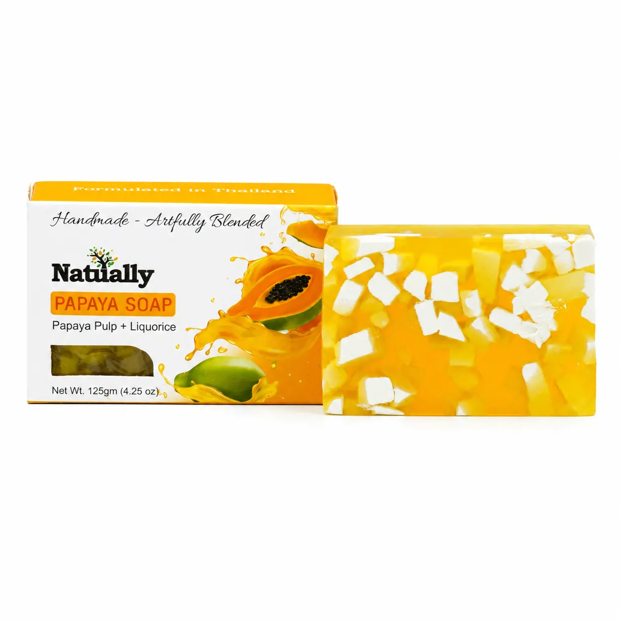Glowing Skin Papaya Soap – Handmade with Papaya Pulp & Liquorice - Image 3