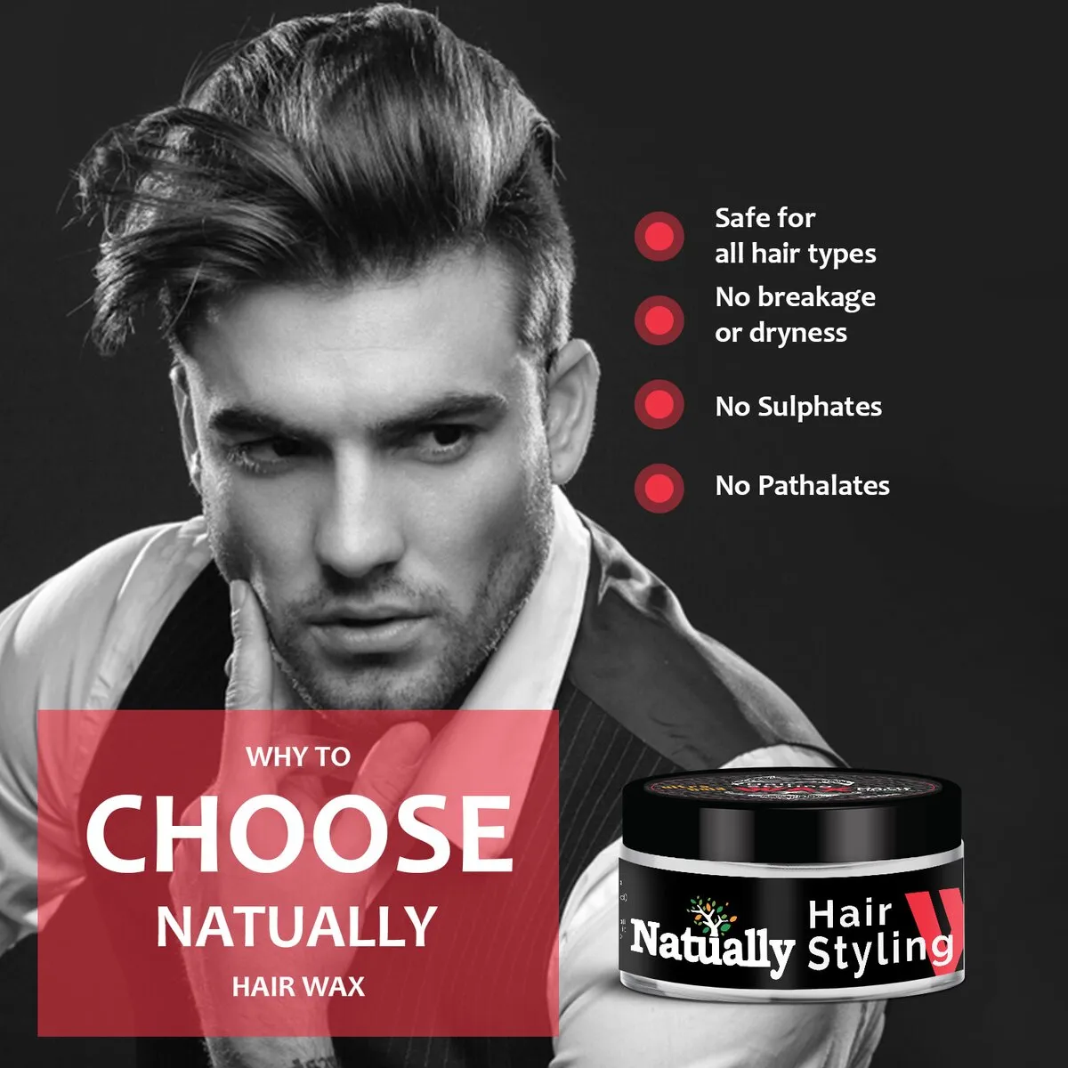 Natually Ultra Hold Hair Styling Wax For Men - Image 4