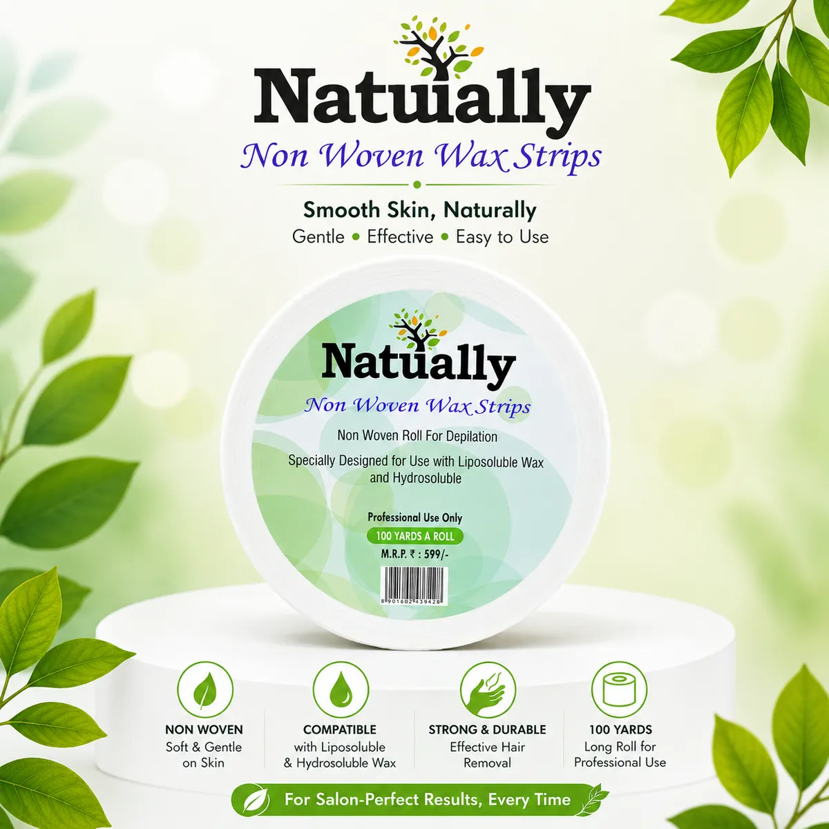 Natually Non Woven Hair Removal Wax Strips Roll (100 Yards) - Image 2