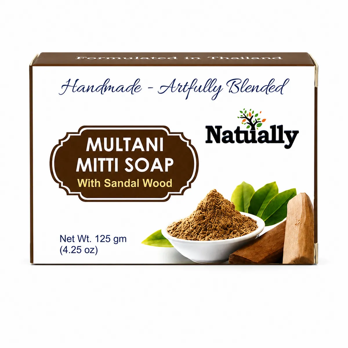Natually Multani Mitti Soap with Sandal Wood – Handmade Herbal Cleansing Bar