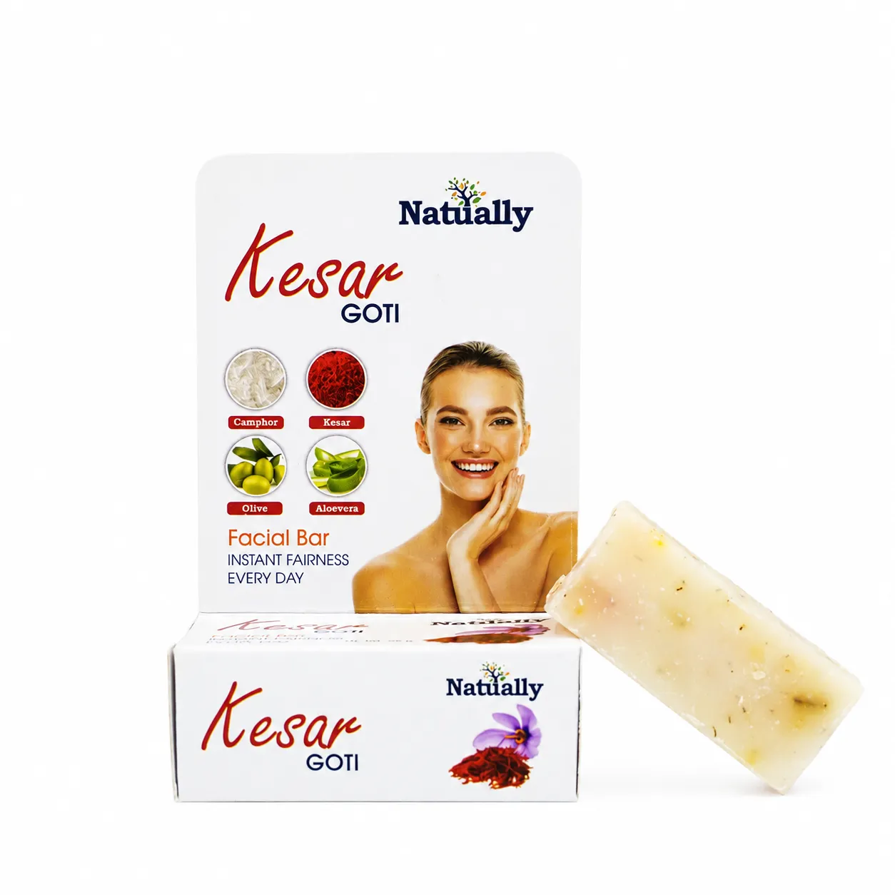 Natually Kesar GOTI Facial Bar – Instant Fairness Everyday Soap (25g) - Image 2