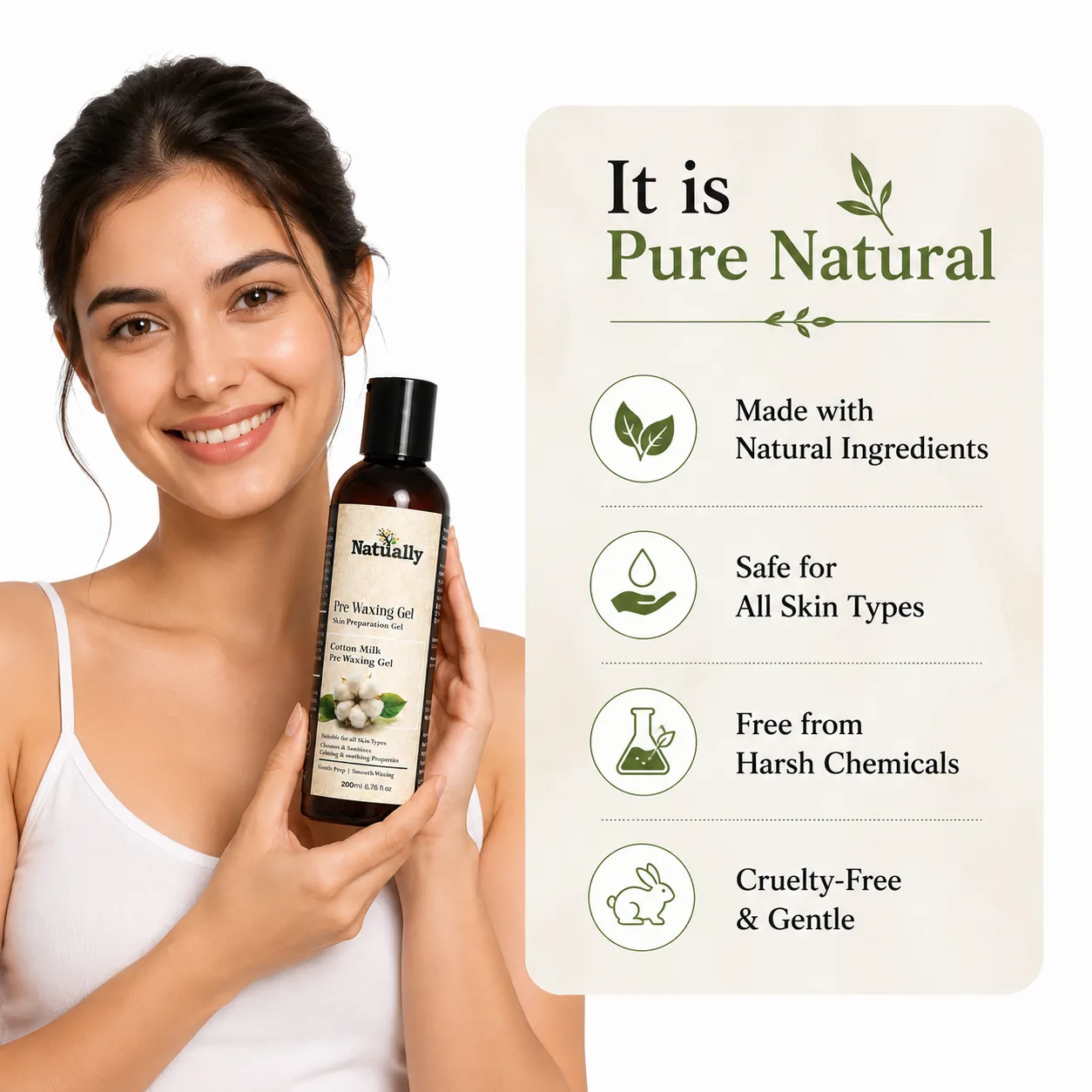Pre Waxing Gel – Skin Preparation Gel (Cotton Milk) 200ml - Image 5