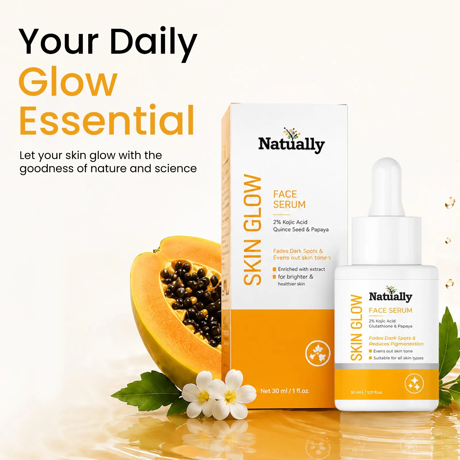 Natually Skin Glow Face Serum - 2% Kojic Acid, Glutathione and Papaya - 30ml - Image 7