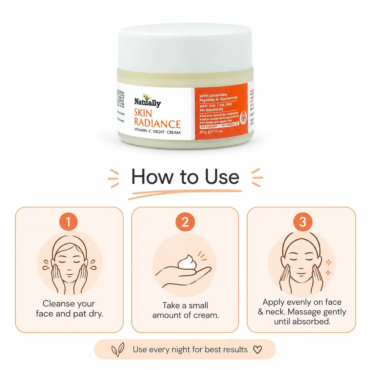 Natually Skin Radiance Vitamin C Night Cream – 50 g - Image 4