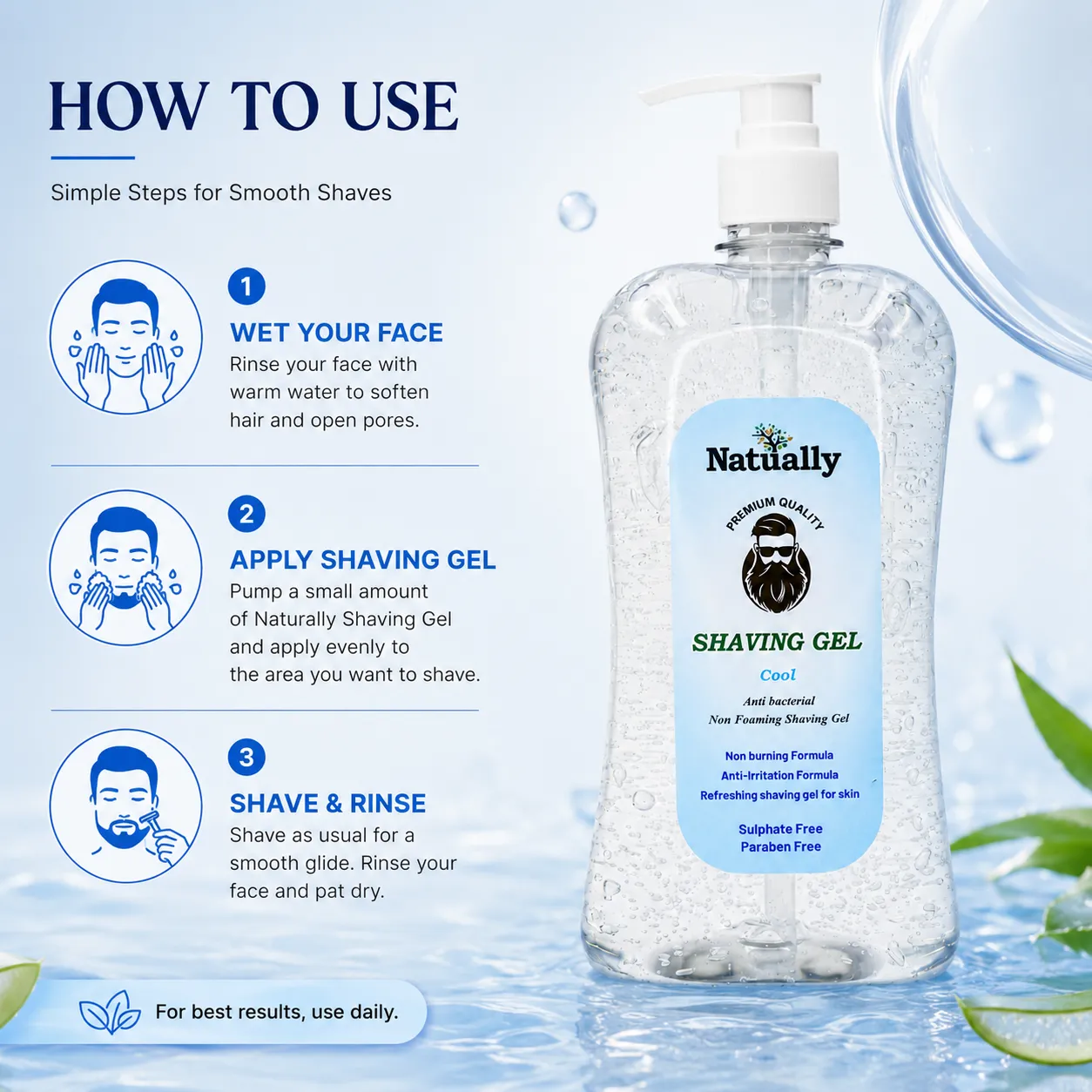 Cool Non Foaming Shaving Gel for Clean and Easy Shaving - Image 3