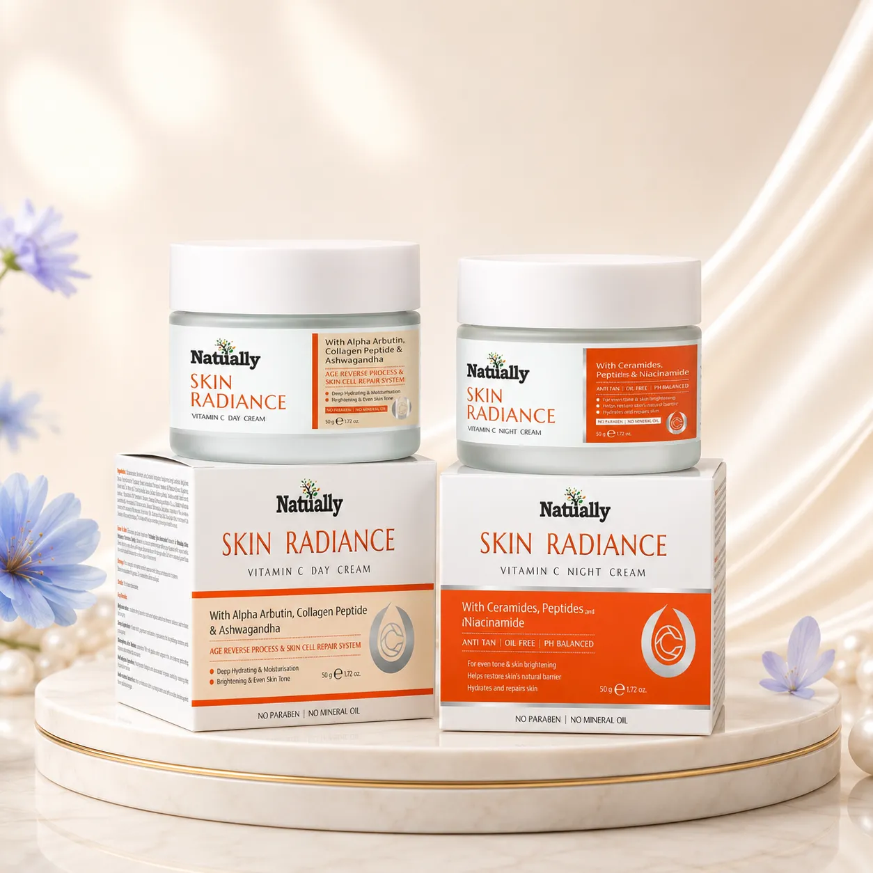 NATUALLY Skin Radiance Vitamin C Day & Night Cream COMBO - 50gm each