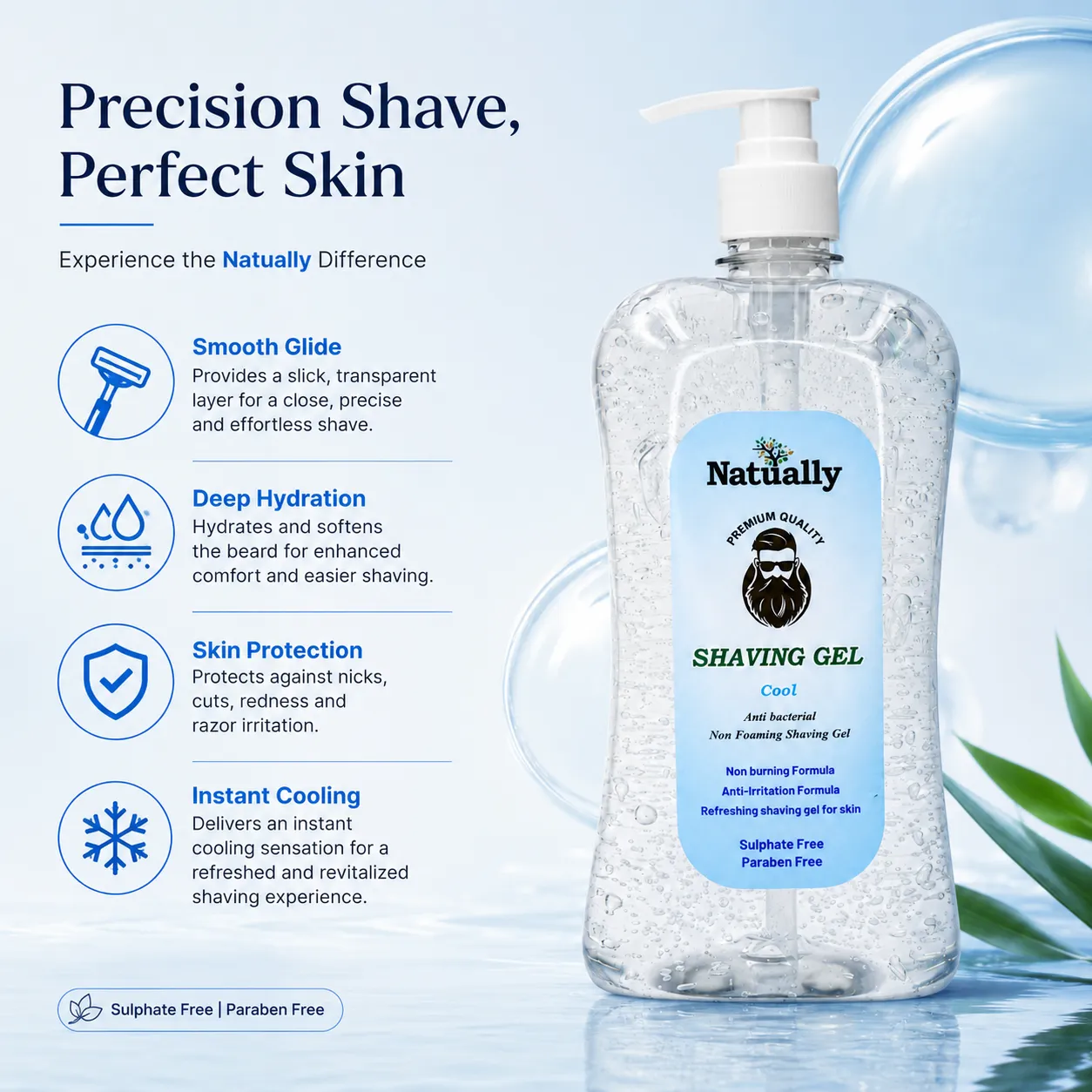 Cool Non Foaming Shaving Gel for Clean and Easy Shaving - Image 2