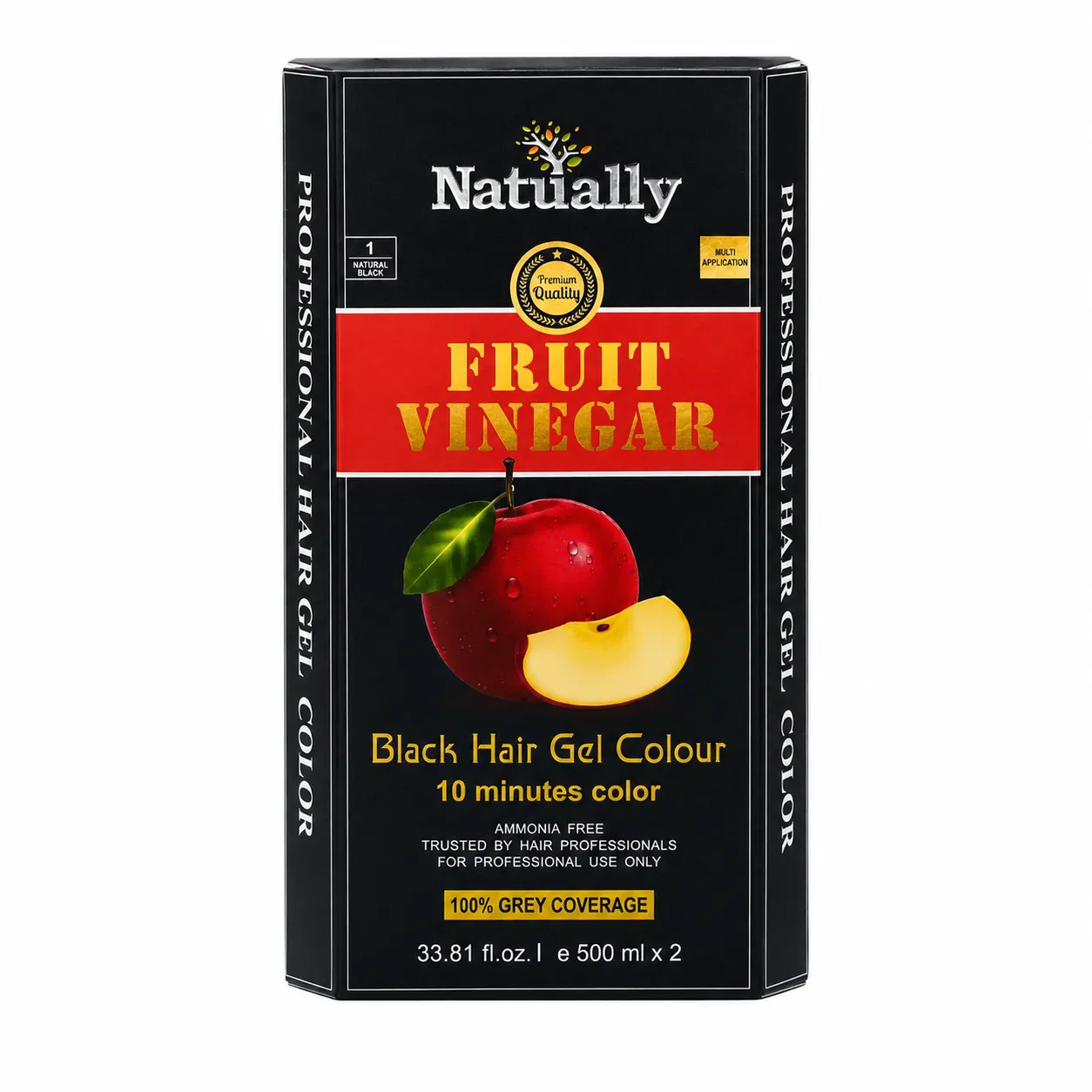 Natually Fruit Vinegar Black Hair Gel Colour – Natural Black (500 ml x 2)
