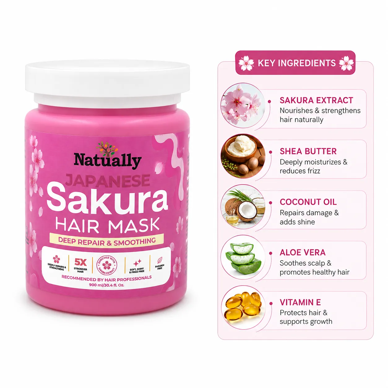 Japanese Sakura Hair Mask – Deep Repair & Smoothing - Image 3