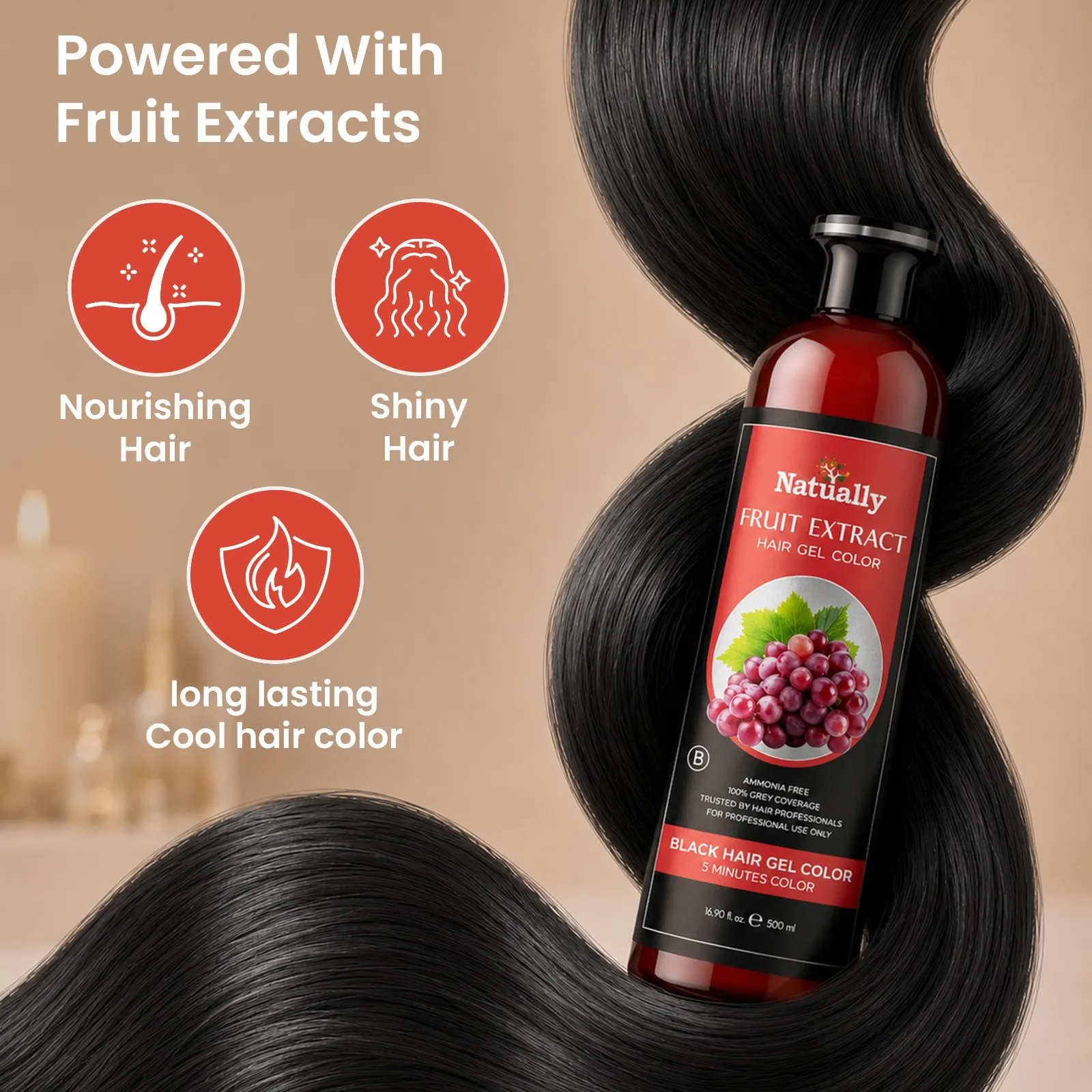 Fruit Vinegar Black Hair Color Gel – Wine | Natually (500ml*2) - Image 2