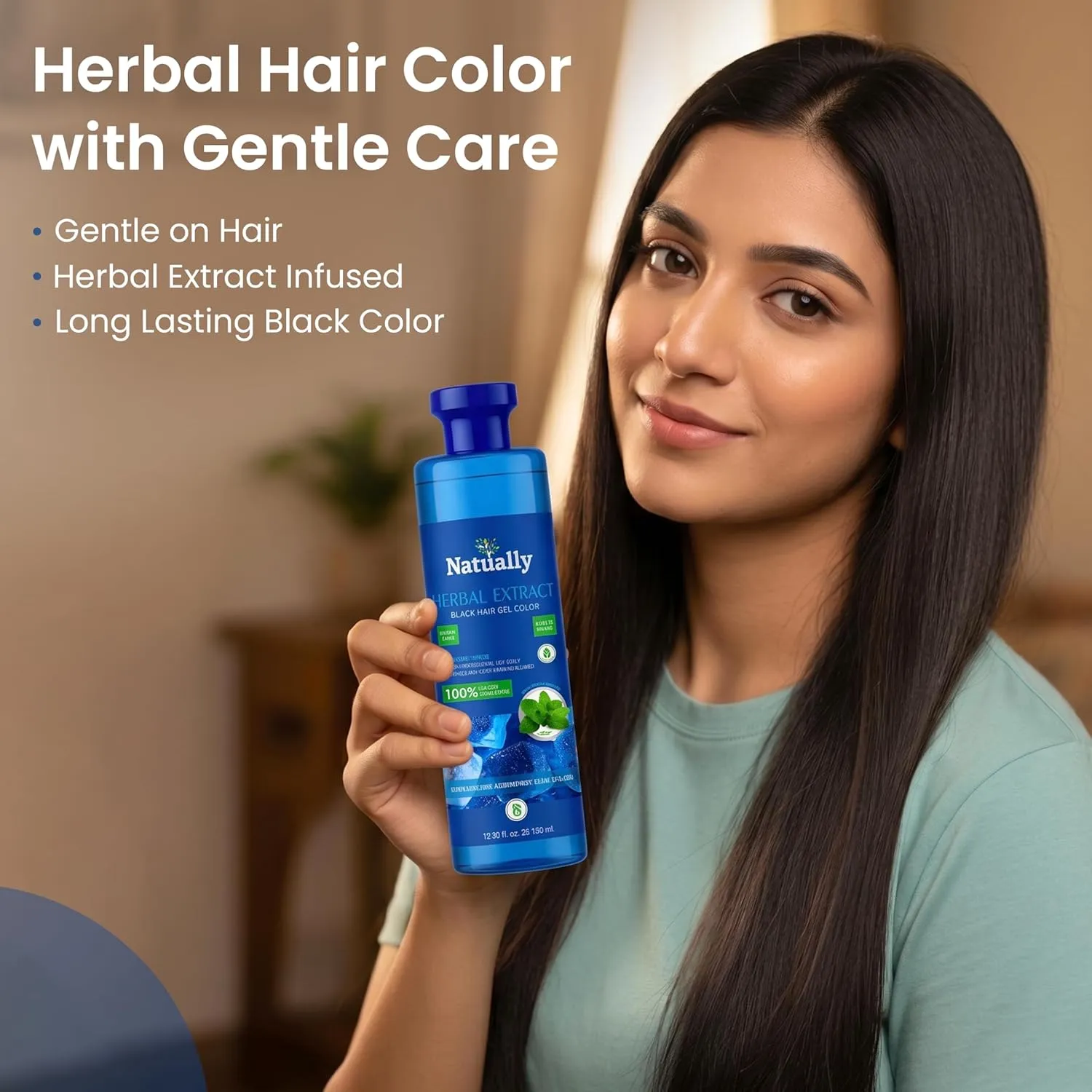 Natually Mint  Herbal Extract Black Hair Gel Color | Natural Black |500ml*2 - Image 3