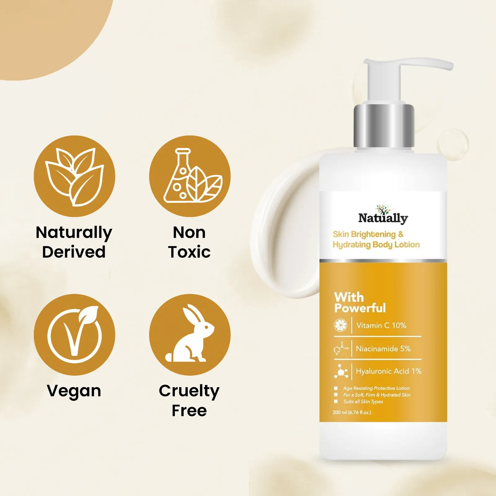 Natually Skin Brightening & Hydrating Body Lotion 200ml - Image 2