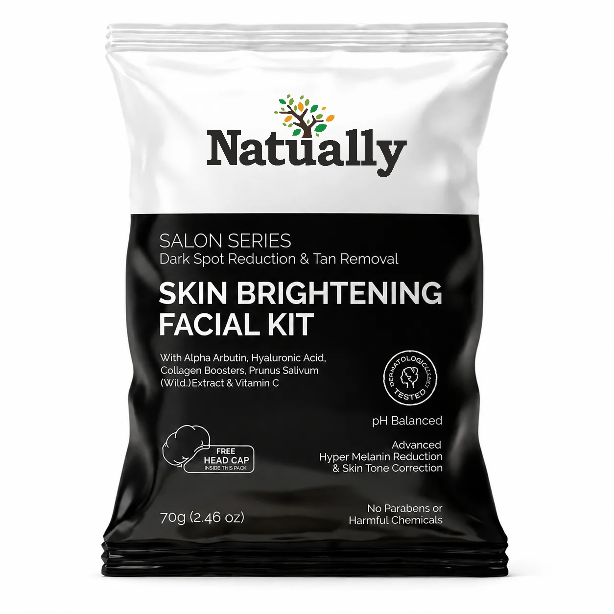 Natually Skin Brightening Facial Kit - Dark Spot Reduction & Tan Removal & 70gms