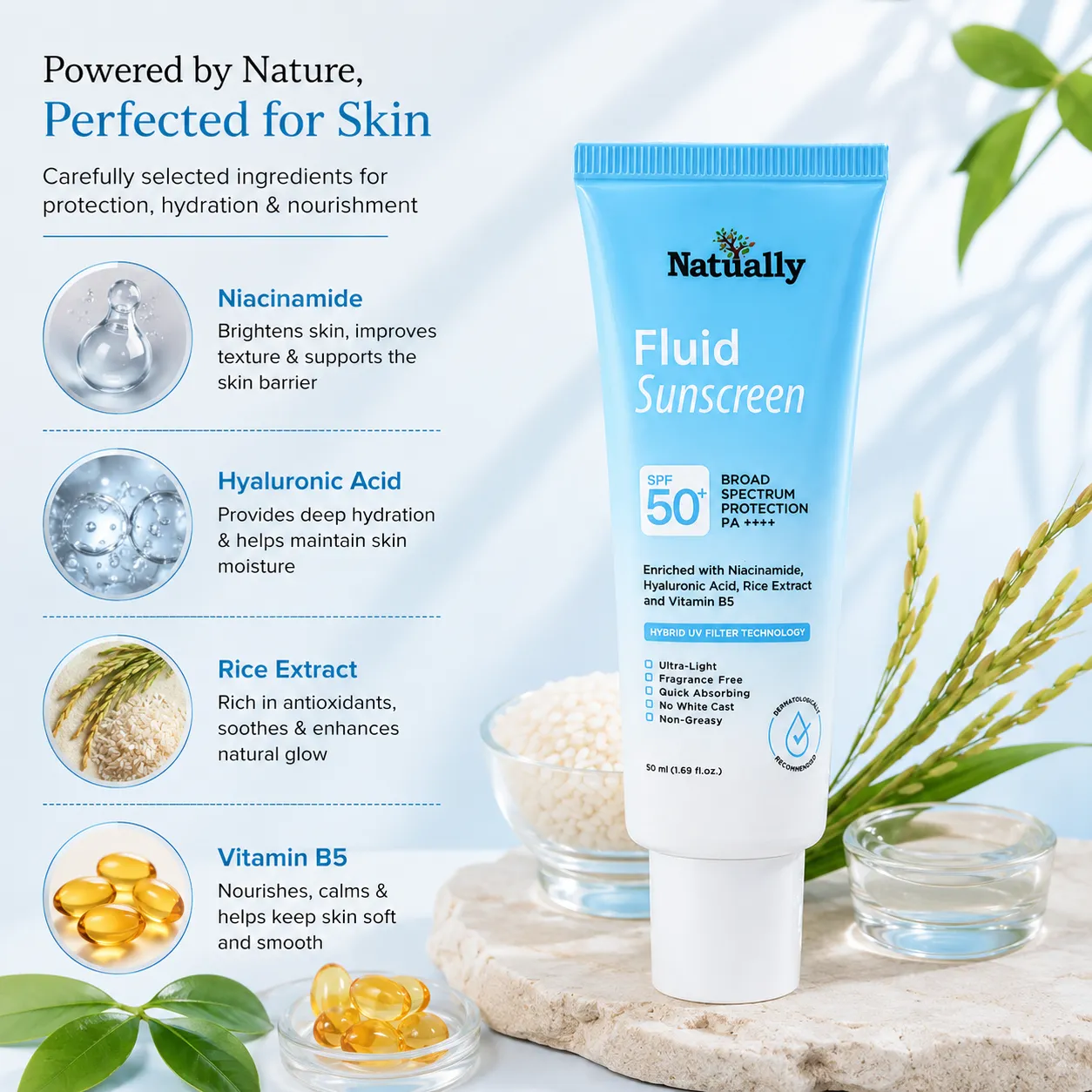 Fluid Sunscreen SPF 50+ PA++++ for Daily Sun Protection - Image 3