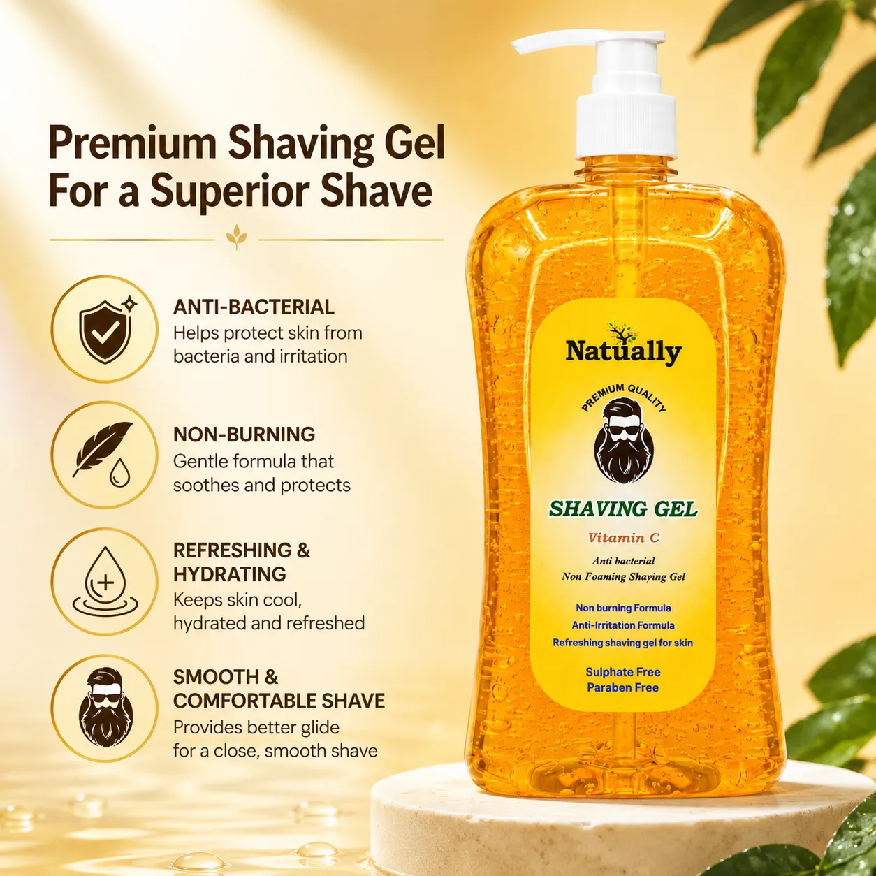 Natually Premium Quality Vitamin C Shaving Gel - Image 4