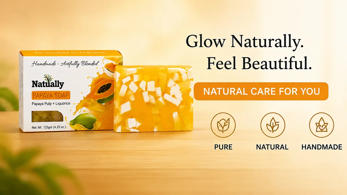 Glowing Skin Papaya Soap – Handmade with Papaya Pulp & Liquorice - Image 4