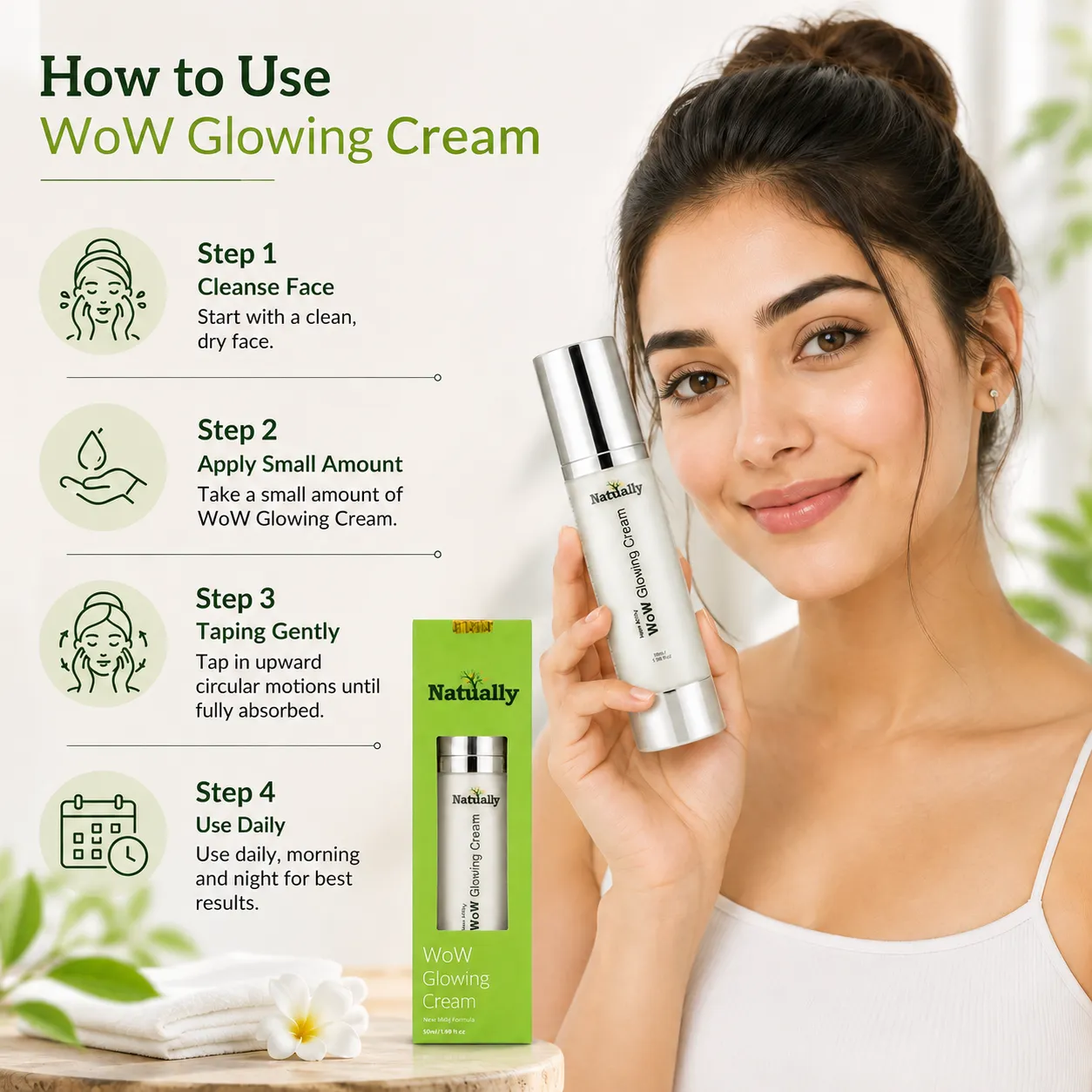Natually WoW Glowing Cream – New Milky Formula (50ml) - Image 4