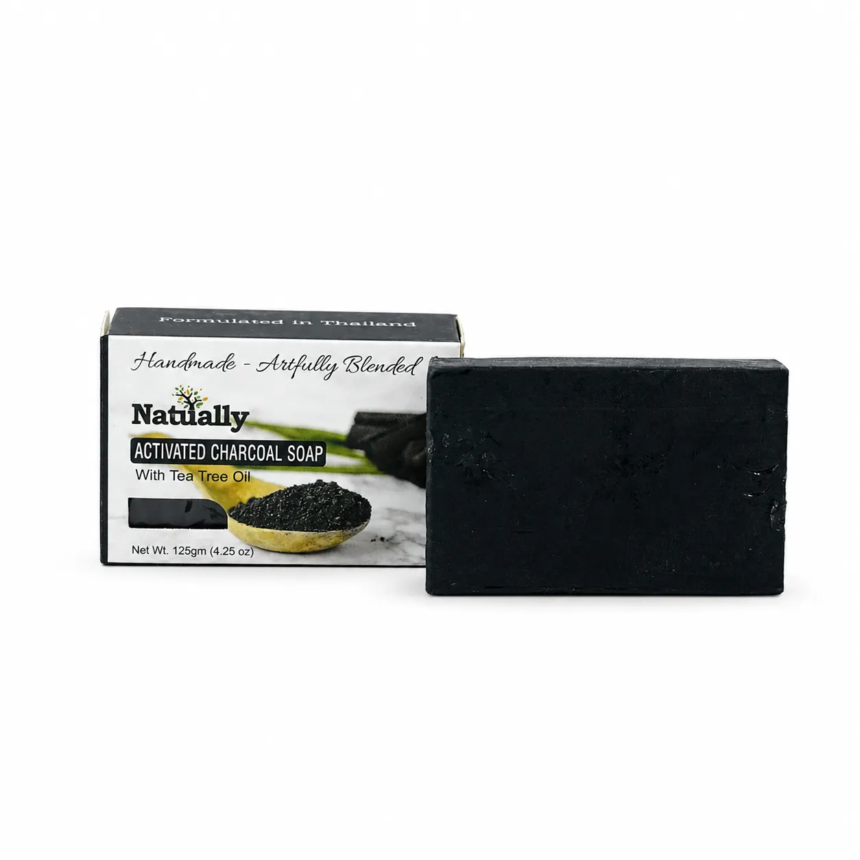 Natually Activated Charcoal Soap with Tea Tree Oil – 125g - Image 7