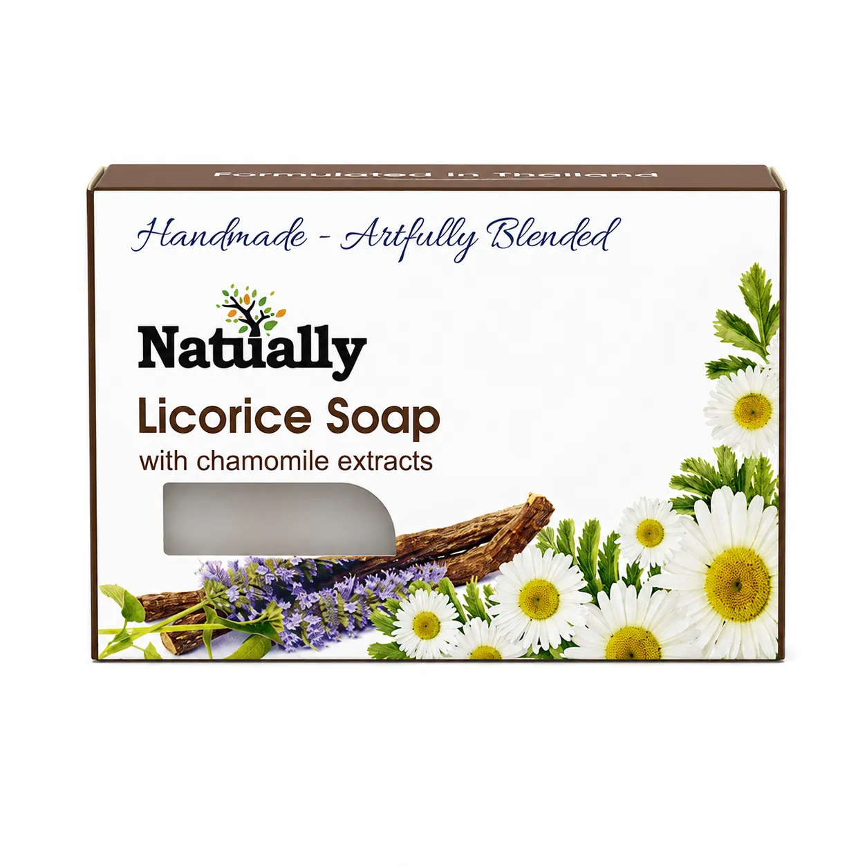 NATUALLY 100% Handmade Licorice Bath Soap - Face & Body Soap Bar with Chamomile Extracts - 125 Grams (Pack of 1)