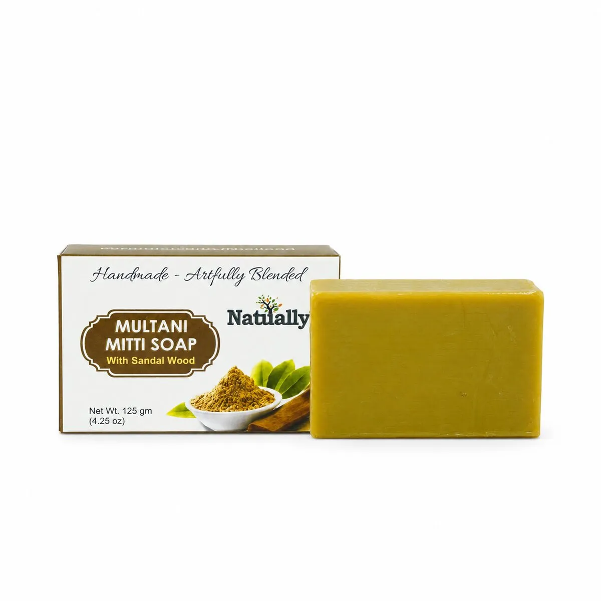 Natually Multani Mitti Soap with Sandal Wood – Handmade Herbal Cleansing Bar - Image 2